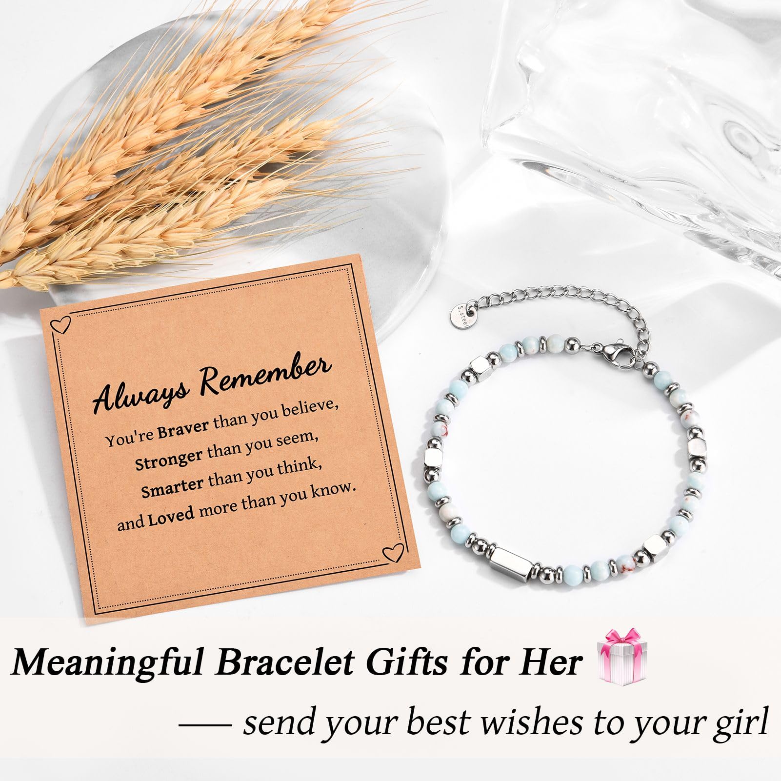 Tiny Beaded Bracelet for Women & Teen Girls - Inspirational Gift with Card for Christmas, Easter, Birthday & Valentine's Day | Stocking Stuffer, Friendship Jewelry, Daily Wear & Special Occasion Accessory