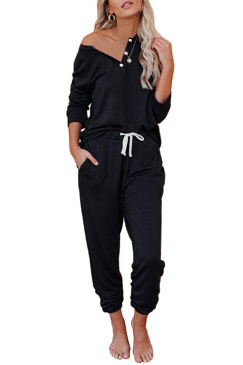 AUTOMET Women's 2-Piece Pajama Set - Cozy Fall Loungewear with Sweatpants & Top - Perfect for Sleepwear, Yoga, and Relaxing at Home