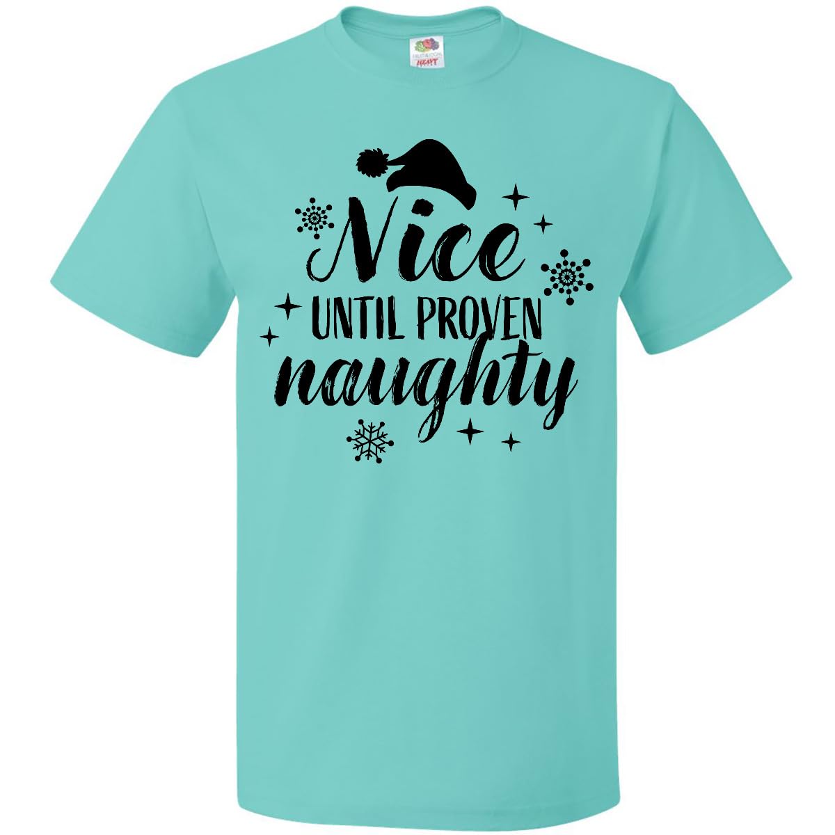 Inktastic Christmas Nice Until Proven Naughty Funny Holiday T-Shirt for Adults - Perfect for Christmas Parties & Festive Gatherings