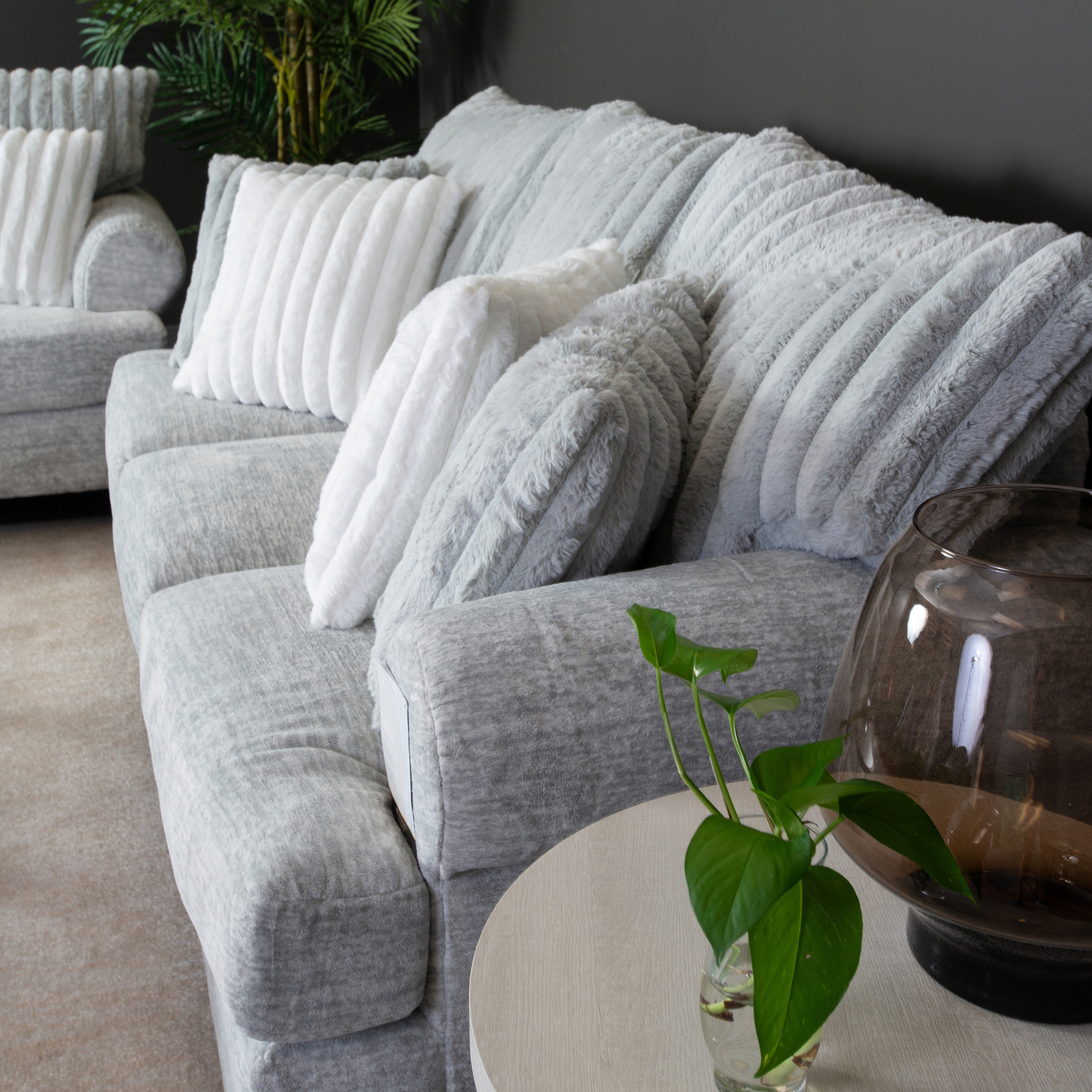 Oasis Transitional Stationary Sofa - Modern Comfortable Living Room Couch in Galactic Oyster Fabric | Perfect for Small Spaces, Apartments & Cozy Home Decor