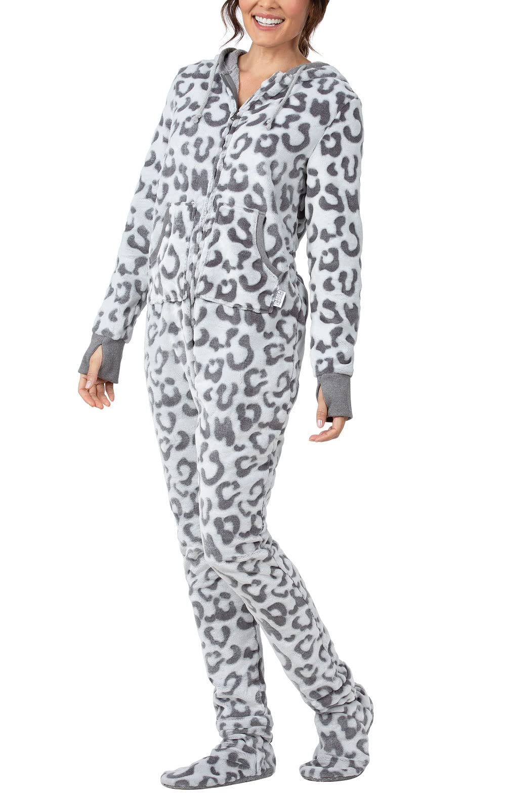 Women's Onesie Pajamas with Hood & Zipper - Cozy Adult Footie Pajamas for Winter, Lounge Wear, Sleepwear & Christmas Gifts