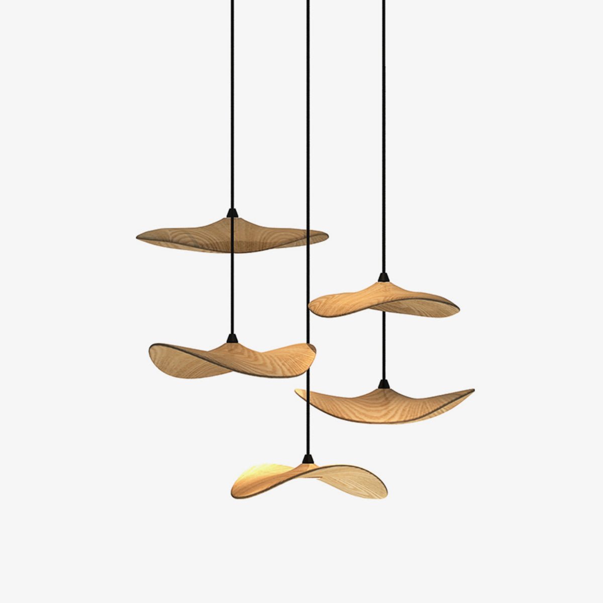 Modern Empty Leaf Chandelier - Elegant Gold Metal Pendant Light Fixture for Dining Room, Living Room, Bedroom & Foyer - Perfect Home Decor Lighting for Farmhouse, Boho & Rustic Interiors