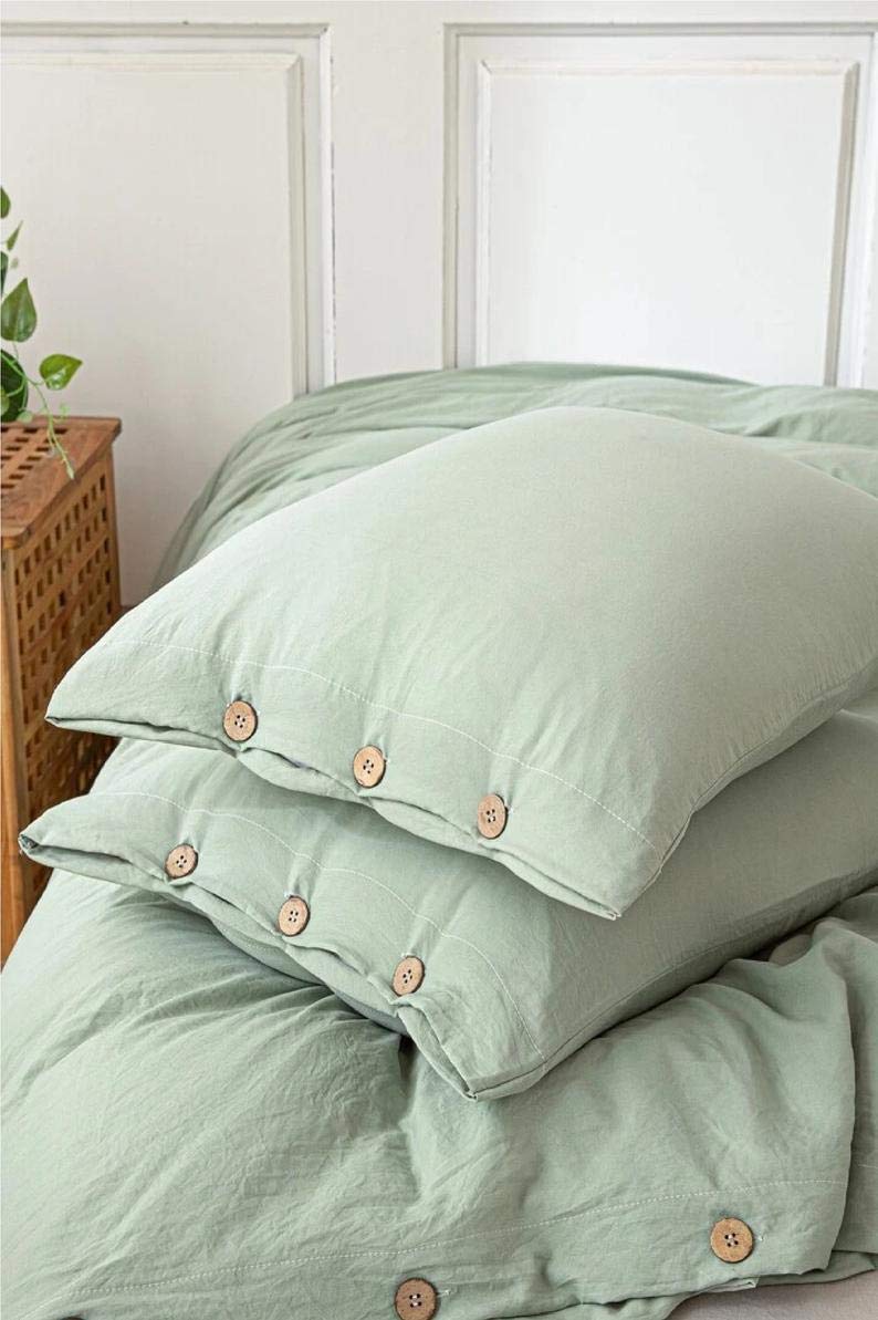 100% Cotton Sage Green Duvet Cover Set with Button Closure - King/Queen/Twin Size (3-Piece) | Soft & Breathable Bedding for Cozy Sleep | Perfect for Master Bedroom, Guest Room & Dorm