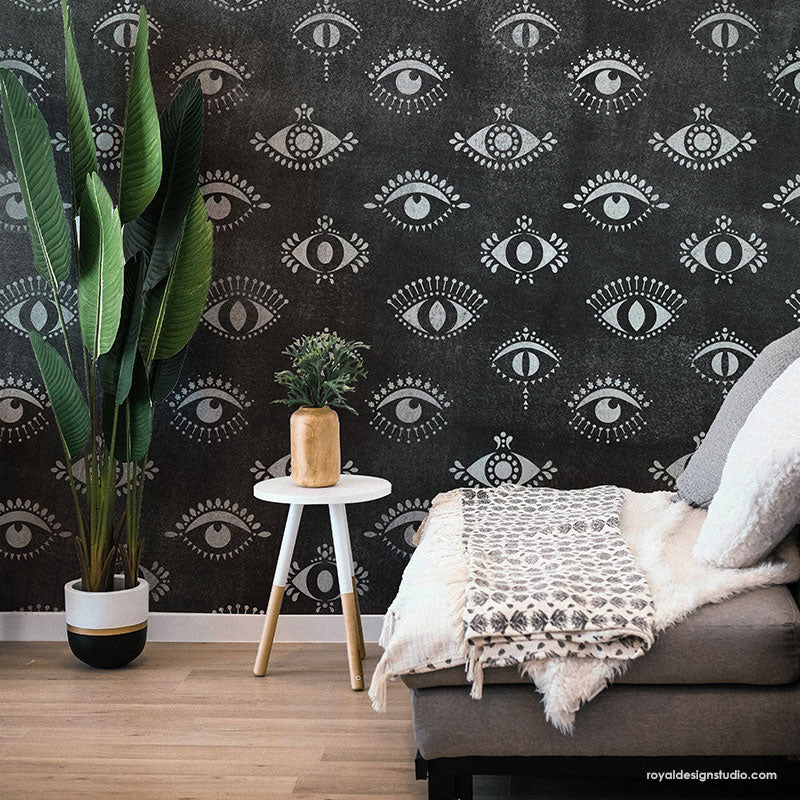 Protective Eyes Wall Stencil - DIY Home Decor Stencils for Creative Painting - Perfect for Bedroom, Nursery, and Living Room Wall Art Projects