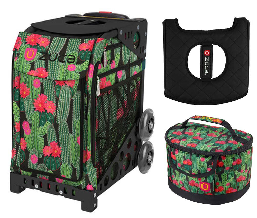 Zuca Sport Bag - Desert Blossom Design with Free Lunchbox & Seat Cover (Black Frame) - Perfect for Gymnastics, Dance & Travel Gear Organization