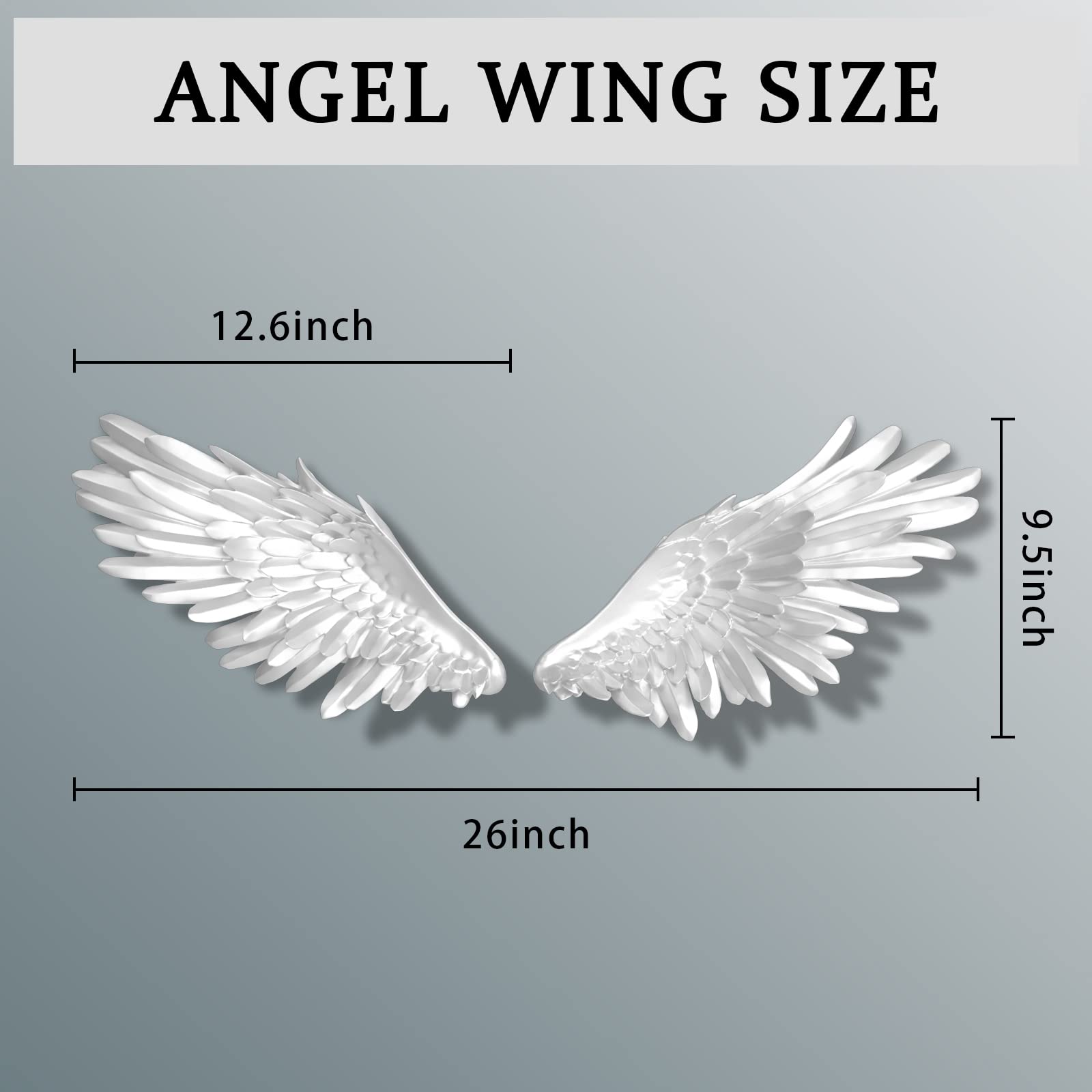 Premium 3D White Angel Wings Wall Art Sculpture - Elegant Home Decor for Living Room, Bedroom, Dining Room & Study - Perfect Gift for Friends & Family - Ideal for Wedding, Nursery & Spiritual Spaces