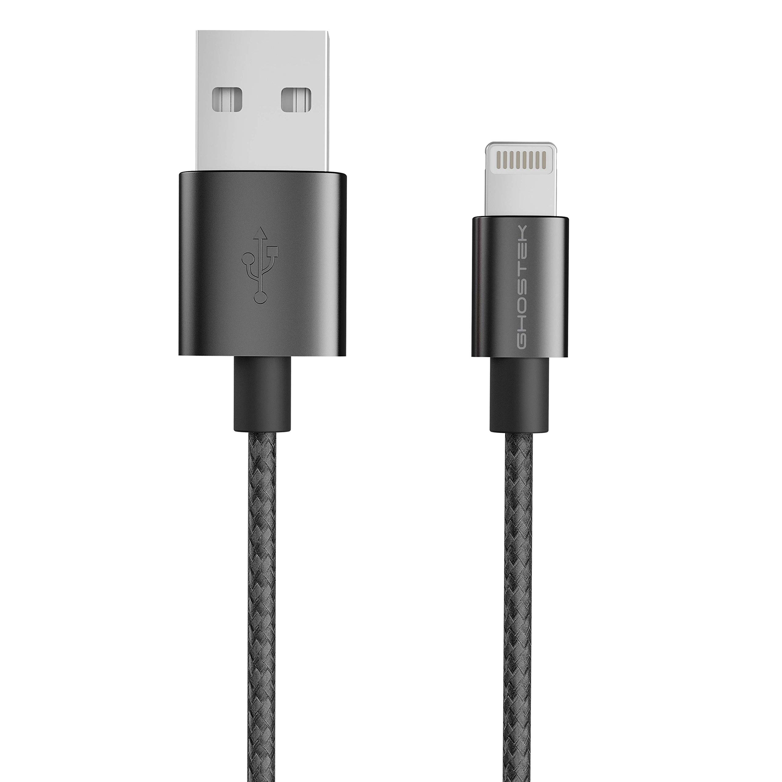 Ghostek NRGline 6FT Lightning Cable - MFI Certified Fast Charging Cable with Durable Nylon Braided Design for iPhone 14/13/12/11/X/8/7 - Perfect for Home, Office & Travel Charging (Black)