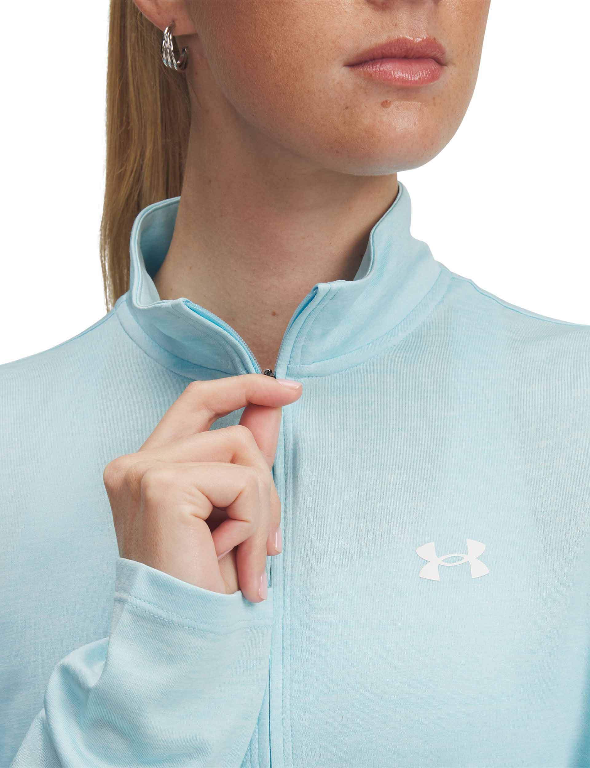 UA Tech Twist 1/2 Zip Pullover - Performance Running Shirt for Men, Moisture-Wicking & Breathable Workout Top (Stream/White) - Ideal for Jogging, Gym Training & Outdoor Activities