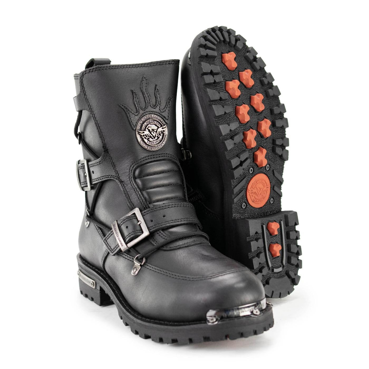 Milwaukee Leather MBM9076 Men's Black Tactical Logger Boots with Buckle Enhancement - Size 8.5 | Durable Work Boots for Construction, Hiking & Outdoor Adventures