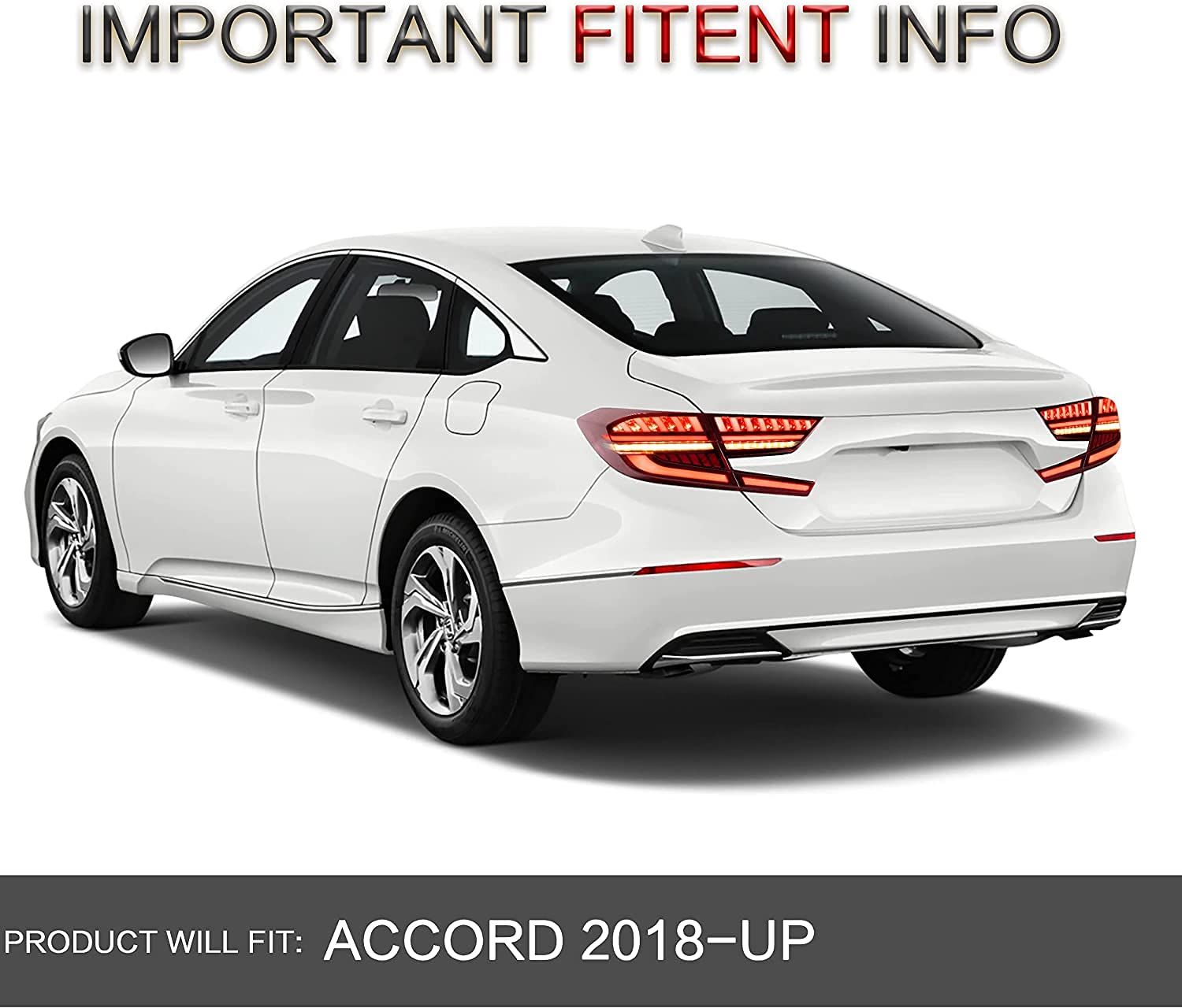 VLAND LED Tail Lights Assembly for Honda Accord 10th Gen (2018-2022) - Sequential Turn Signals, Bright Reverse Lights, Plug & Play Installation - Red Lens Style | Upgrade Your Car's Rear Lighting for Night Driving & Enhanced Safety