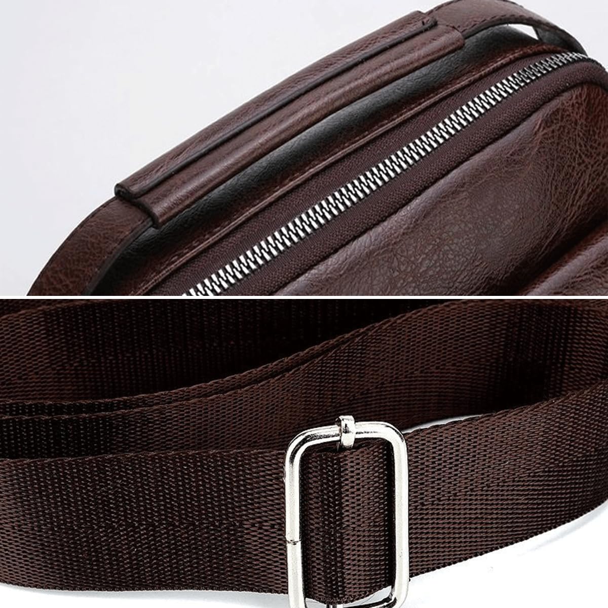 Men's Vintage Leather Shoulder Bag - Crossbody Messenger for Travel & Daily Use