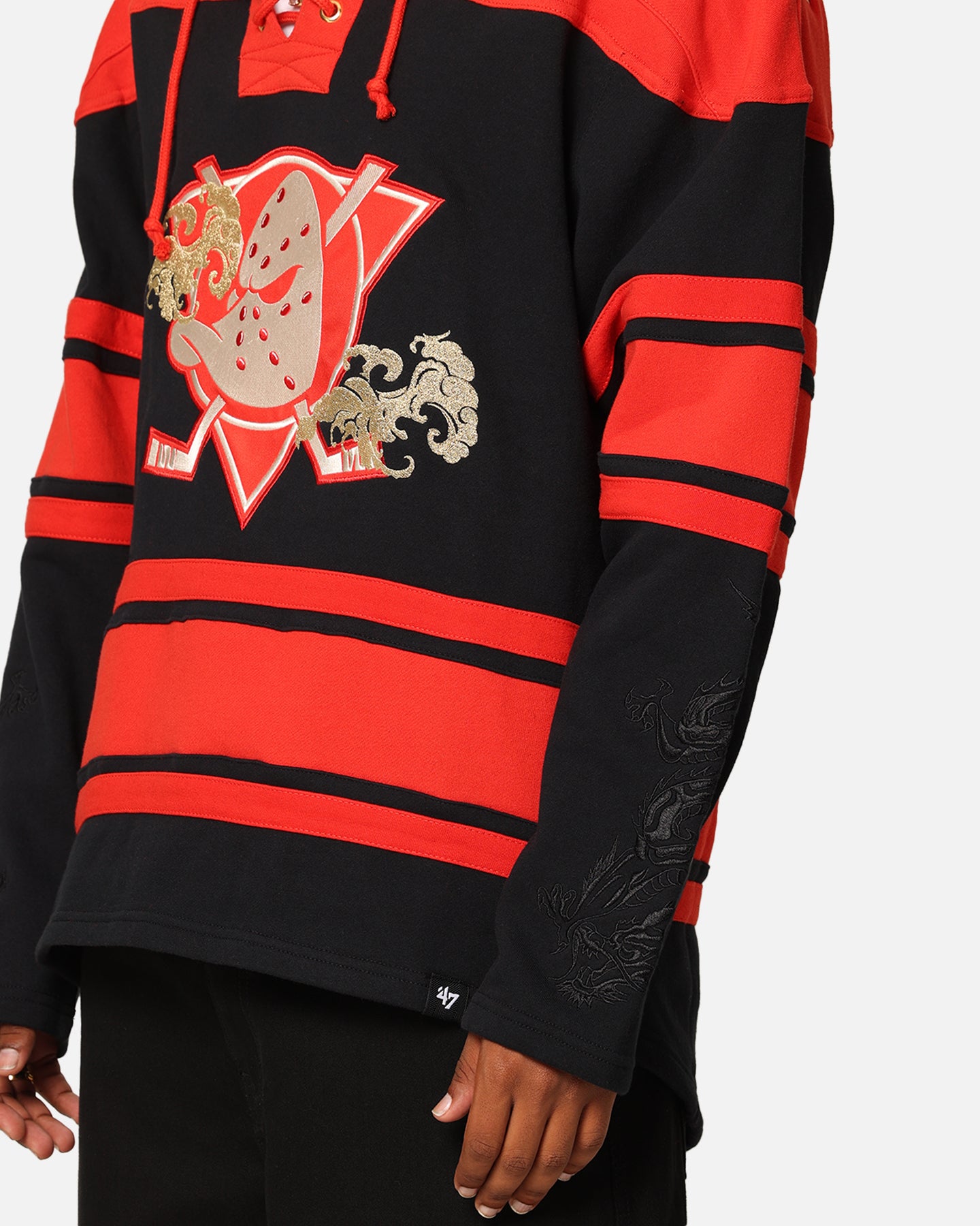 47 Brand Anaheim Ducks 'Year Of The Dragon' Lacer Hoodie - Jet Black NHL Hockey Fan Apparel for Men & Women - Perfect for Game Day, Casual Wear & Dragon Year Celebrations