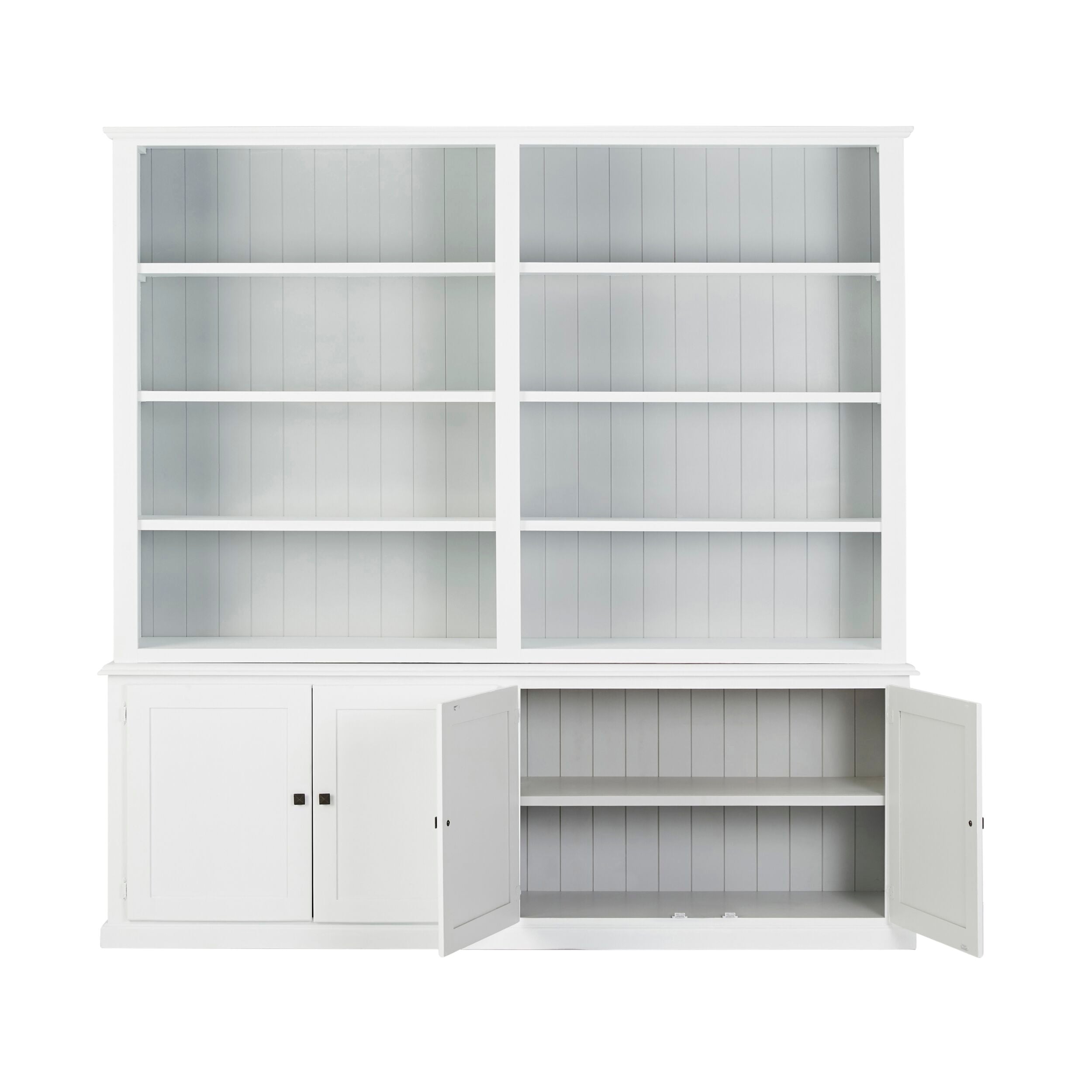 White Armand 4-Door Library Bookcase 240x240cm - Modern Storage Shelf for Living Room, Office & Study Room Organization