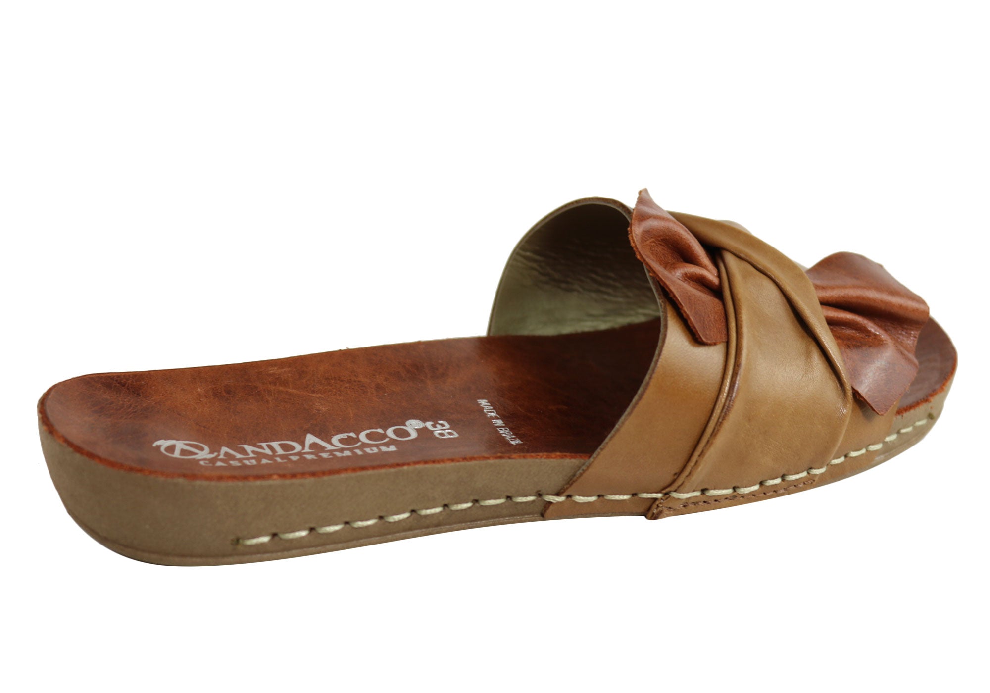 Andacco Women's Comfortable Leather Slide Sandals - Handmade in Brazil - Perfect for Beach, Pool, and Summer Casual Wear