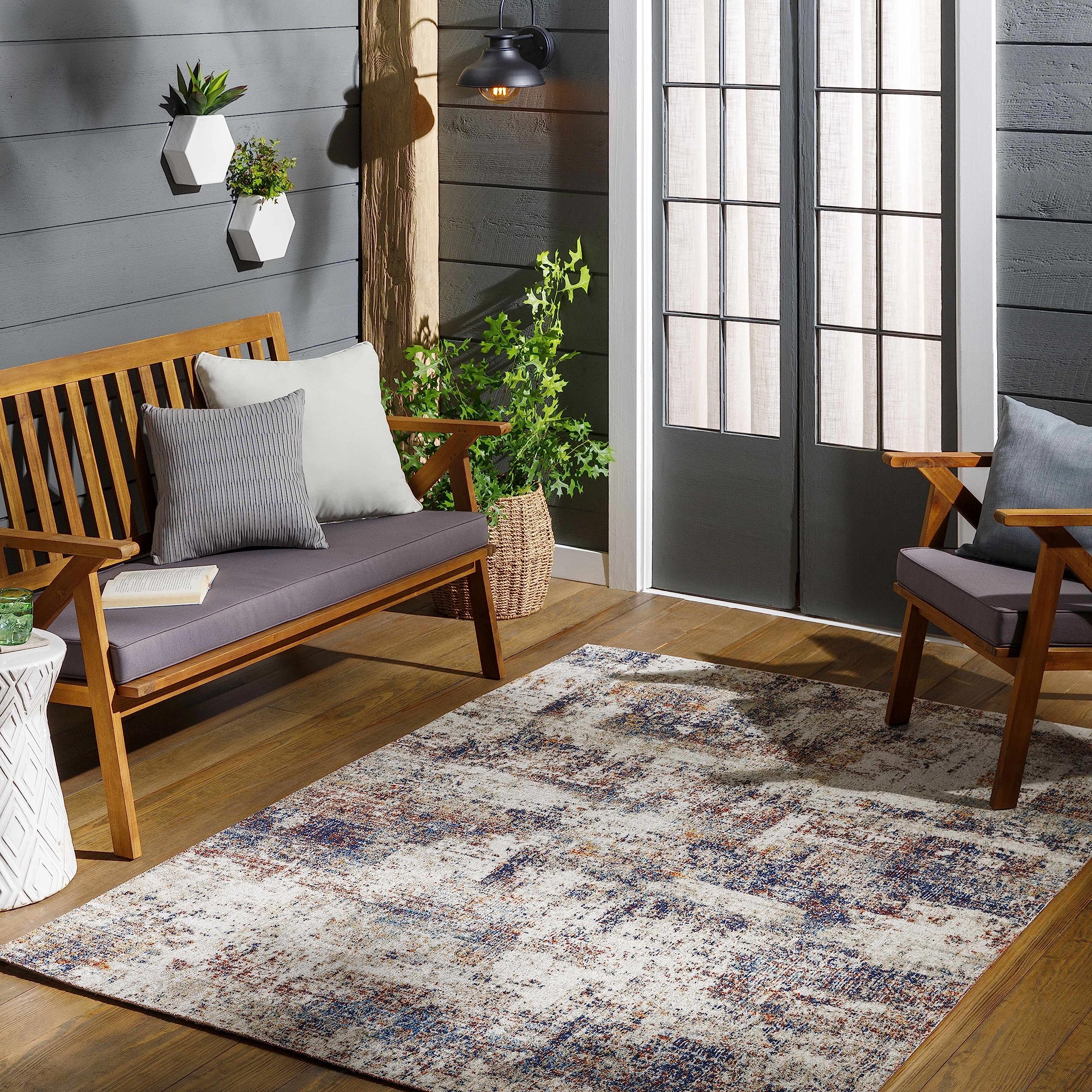 Hauteloom Bagtic Modern Blue and Beige Area Rug 5'3