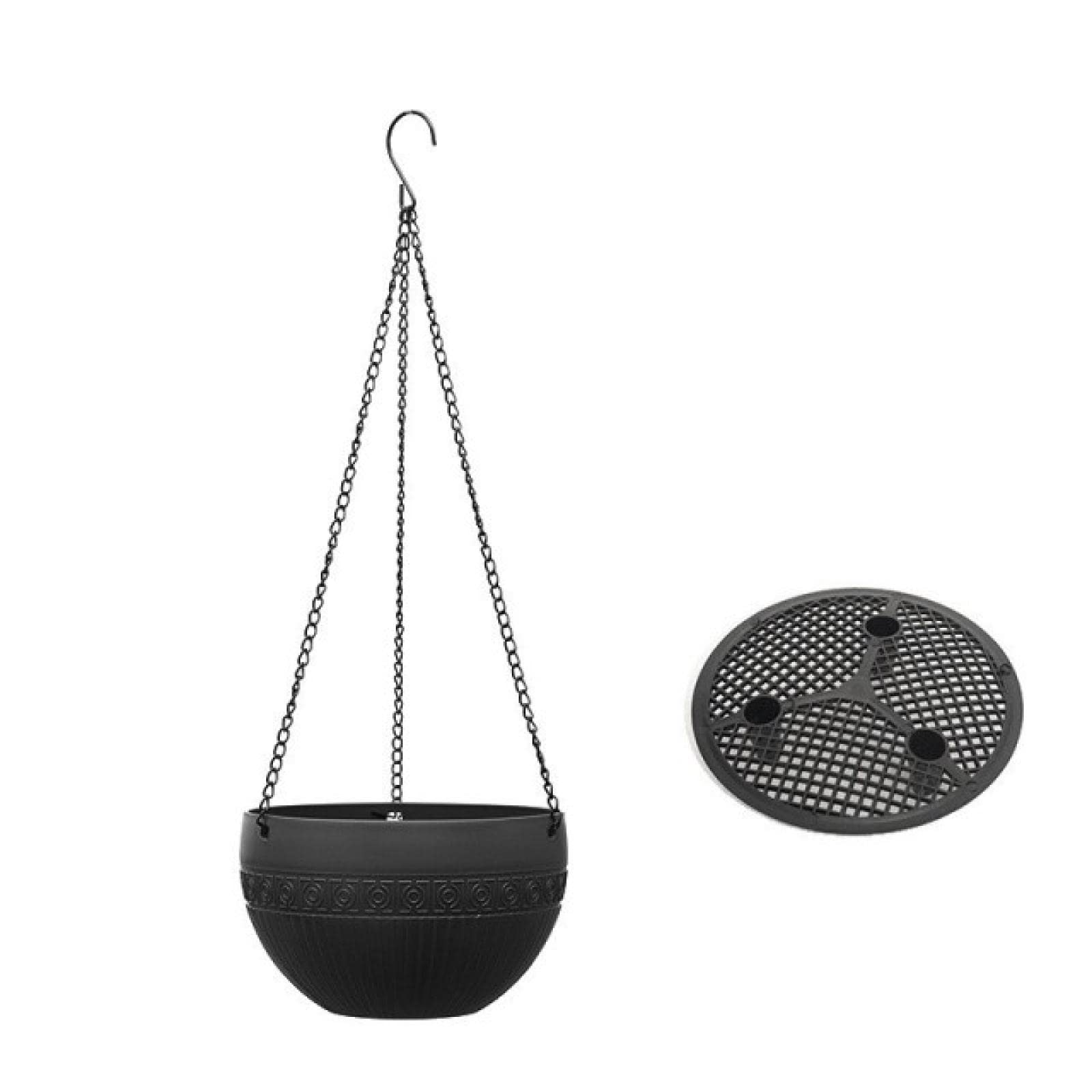 NNAA Self-Watering Hanging Planter - 16.5x10cm Black Flower Pot with Chains for Balcony, Indoor Plants, Succulents, Orchids, Pothos - Creative Home Gardening Supplies for Vertical Decor & Space Saving