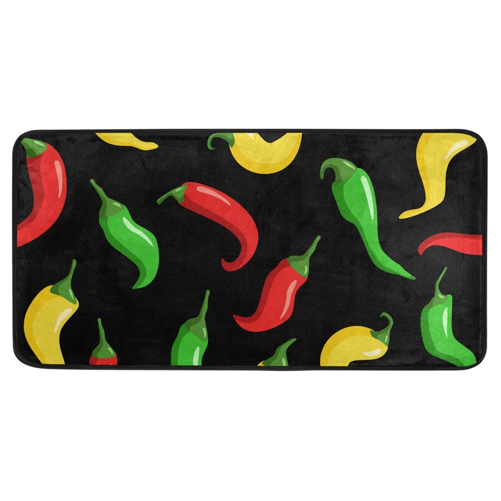Non-Slip Washable Anti-Fatigue Kitchen Mat - Colorful Chili Pepper Design 39x20 Inch, Comfortable Floor Rug for Kitchen, Bathroom, Laundry & Entryway - Perfect for Cooking, Standing & Decorating