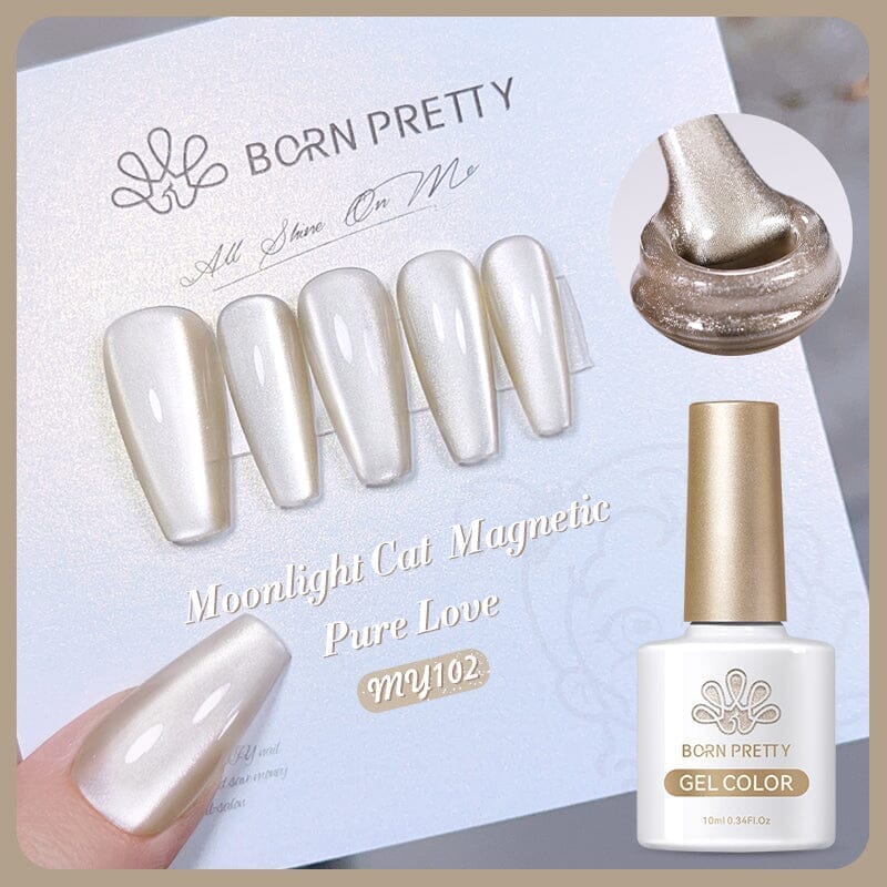 Moonlight Cat Magnetic Gel Nail Polish - Pure Love Series 10ml, Long Lasting Cat Eye Effect Nail Lacquer for Salon & Home Manicure, Perfect for Valentine's Day & Special Occasions