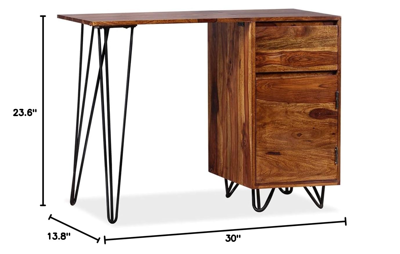 Premium FAMIROSA Writing Desk with 1 Drawer & Cabinet - Solid Sheesham Wood Home Office Furniture for Study, Work & Small Spaces