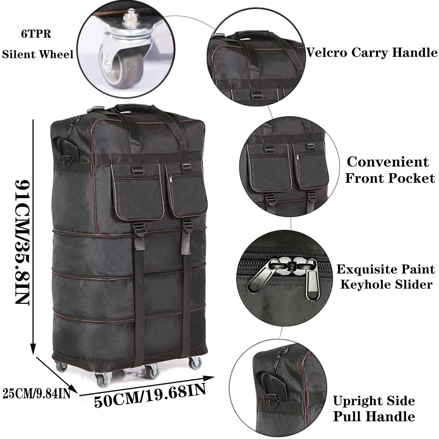 ELDA Expandable Wheeled Duffle Bag - Heavy Duty Collapsible Luggage for Travel