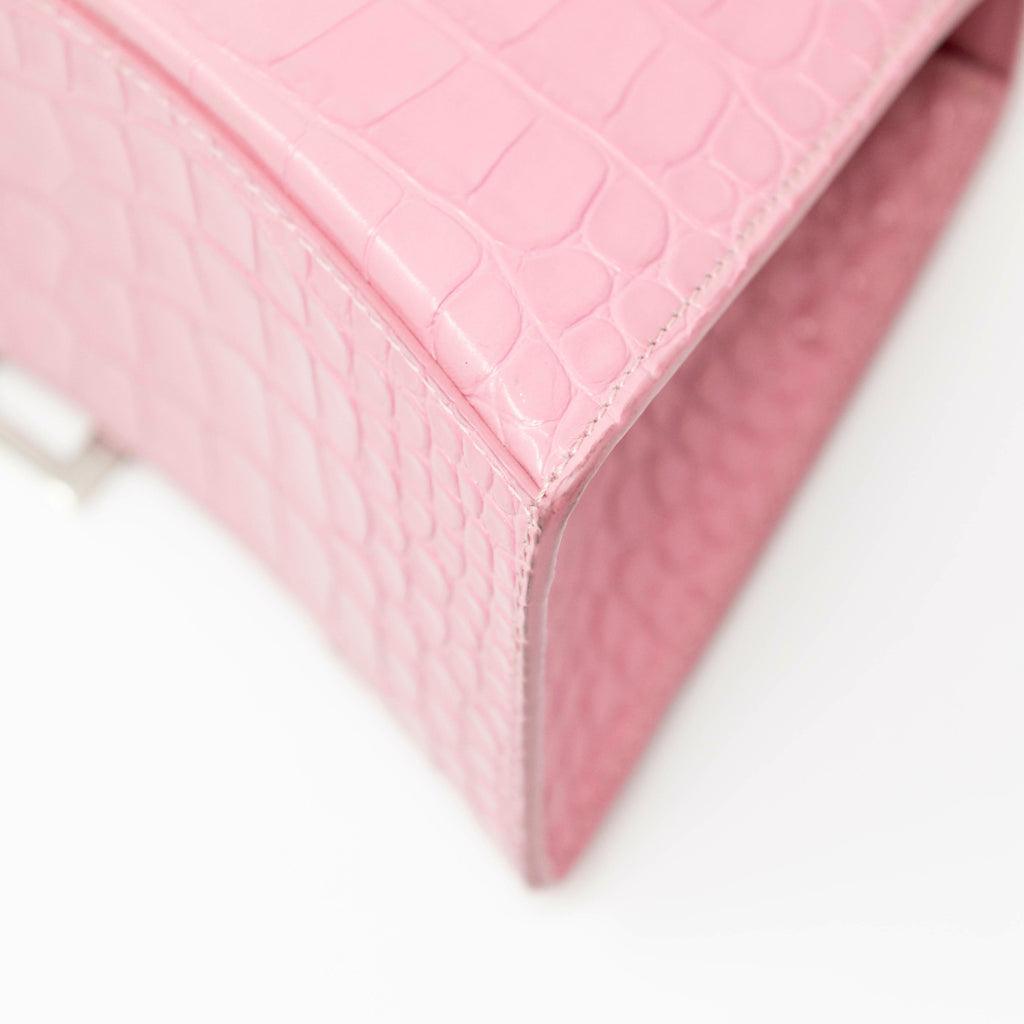 Balenciaga Small Pink Crocodile Hourglass Bag - Luxury Designer Handbag for Women, Perfect for Parties, Dates & Evening Events