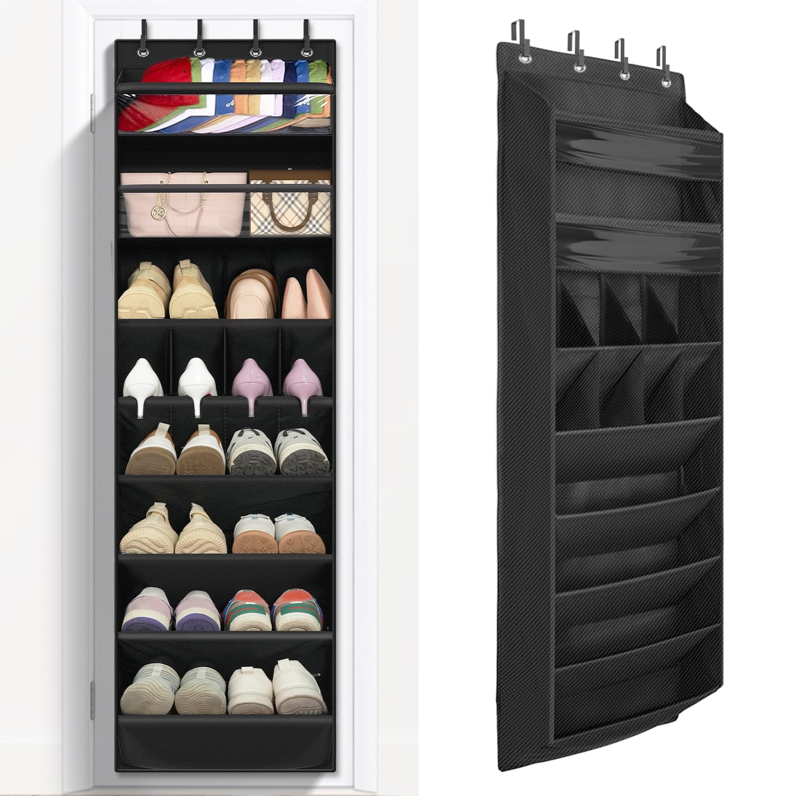 FENTEC 8-Tier Over The Door Shoe Organizer with Deep Pockets - 68