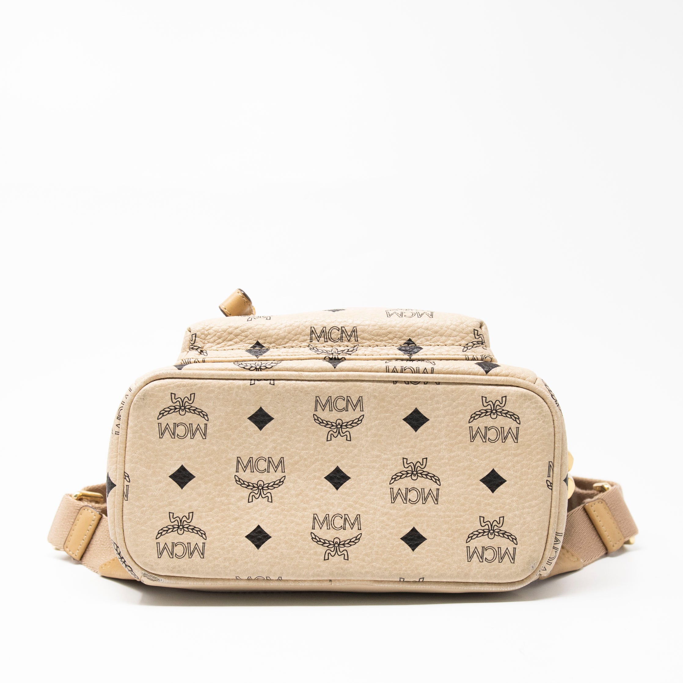 MCM Beige Mini Stark Backpack for Women | Genuine Leather Luxury Designer Handbag | Perfect for Travel, Work & Everyday Use