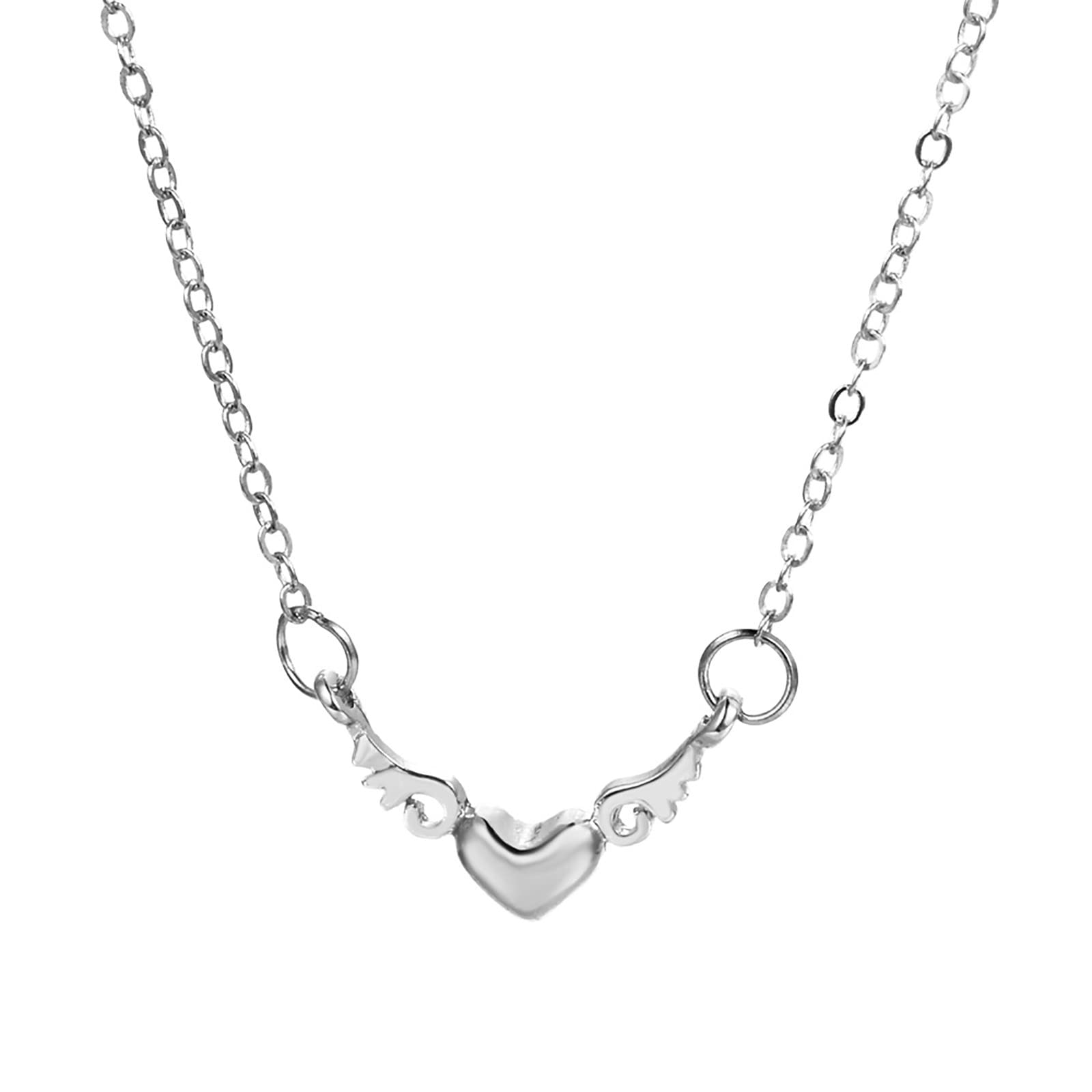 Angel Wing Heart Pendant Necklace for Women - Sterling Silver Elegant Jewelry Gift for Her - Perfect for Valentine's Day, Anniversary & Everyday Wear
