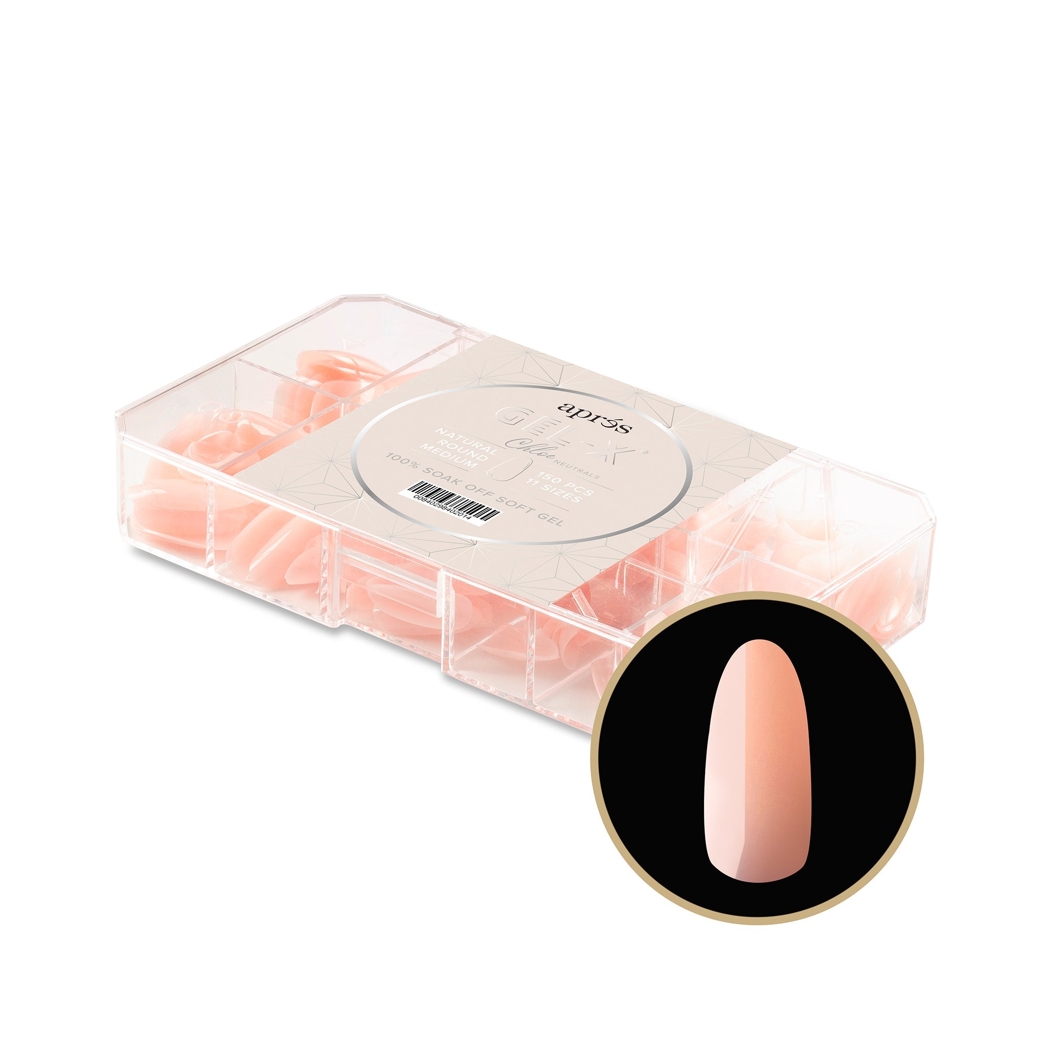Apres Gel X Tips 2.0 - Natural Round Medium Nail Extensions (150 Pcs) | Professional Salon Quality Press-On Nails for Manicure & Pedicure | Perfect for Bridal, Party & Special Occasions