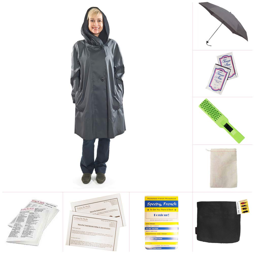 Waterproof Donatella Fashion Travel Raincoat for Women - Lightweight Packable Rain Jacket for Outdoor, Commuting & Travel