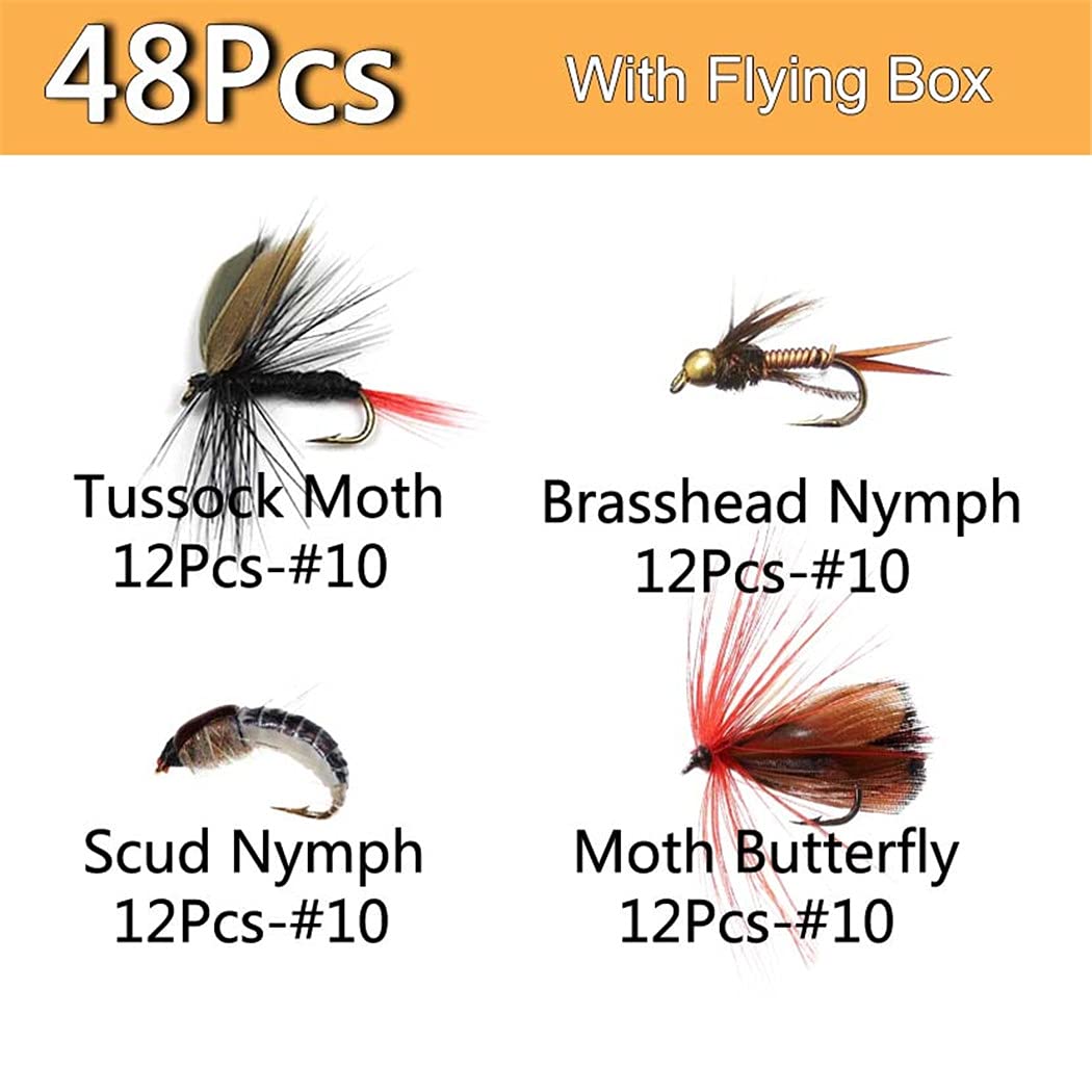 Premium Fly Fishing Flies Kit - 33/48/72/100/114/148pcs Assortment for Trout & Bass - Includes Dry/Wet Flies, Nymphs, Streamers & Popper - Durable Fly Box Included - Perfect for Freshwater Fishing & Outdoor Adventures