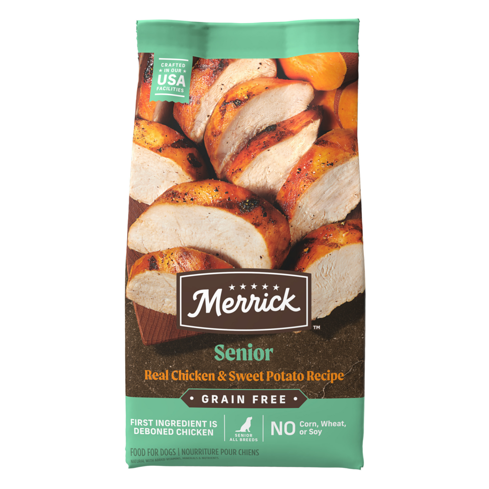 Merrick Senior Dry Dog Food - Grain Free Real Chicken & Sweet Potato Recipe for Older Dogs | Healthy Senior Dog Food for Joint Support & Digestion | Perfect for Aging Dogs with Sensitive Stomachs