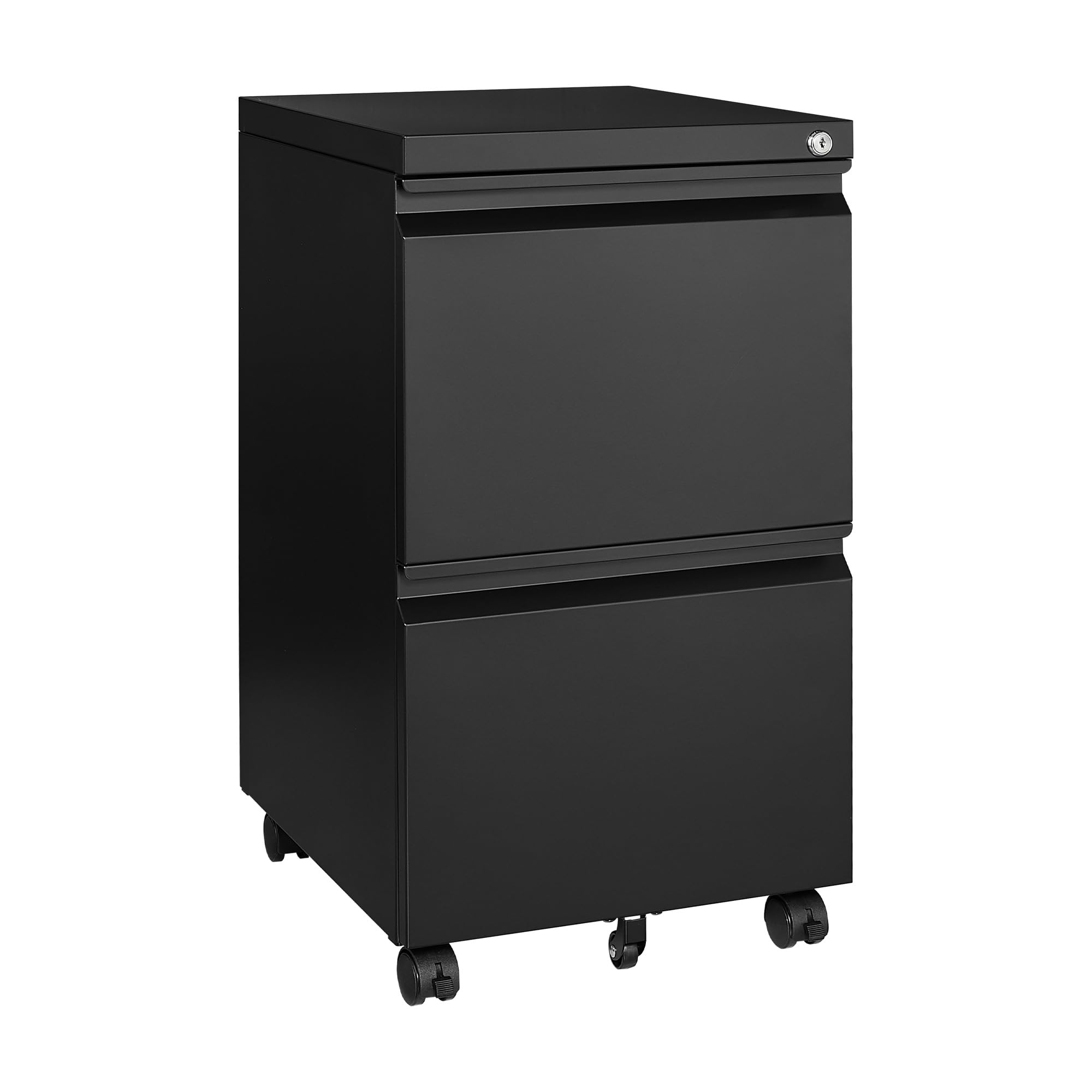 2-Drawer Mobile File Cabinet with Lock & Wheels - Black Metal Rolling File Cabinet for Home Office, Under Desk Storage, Printer Stand - Fully Assembled & Ready to Use