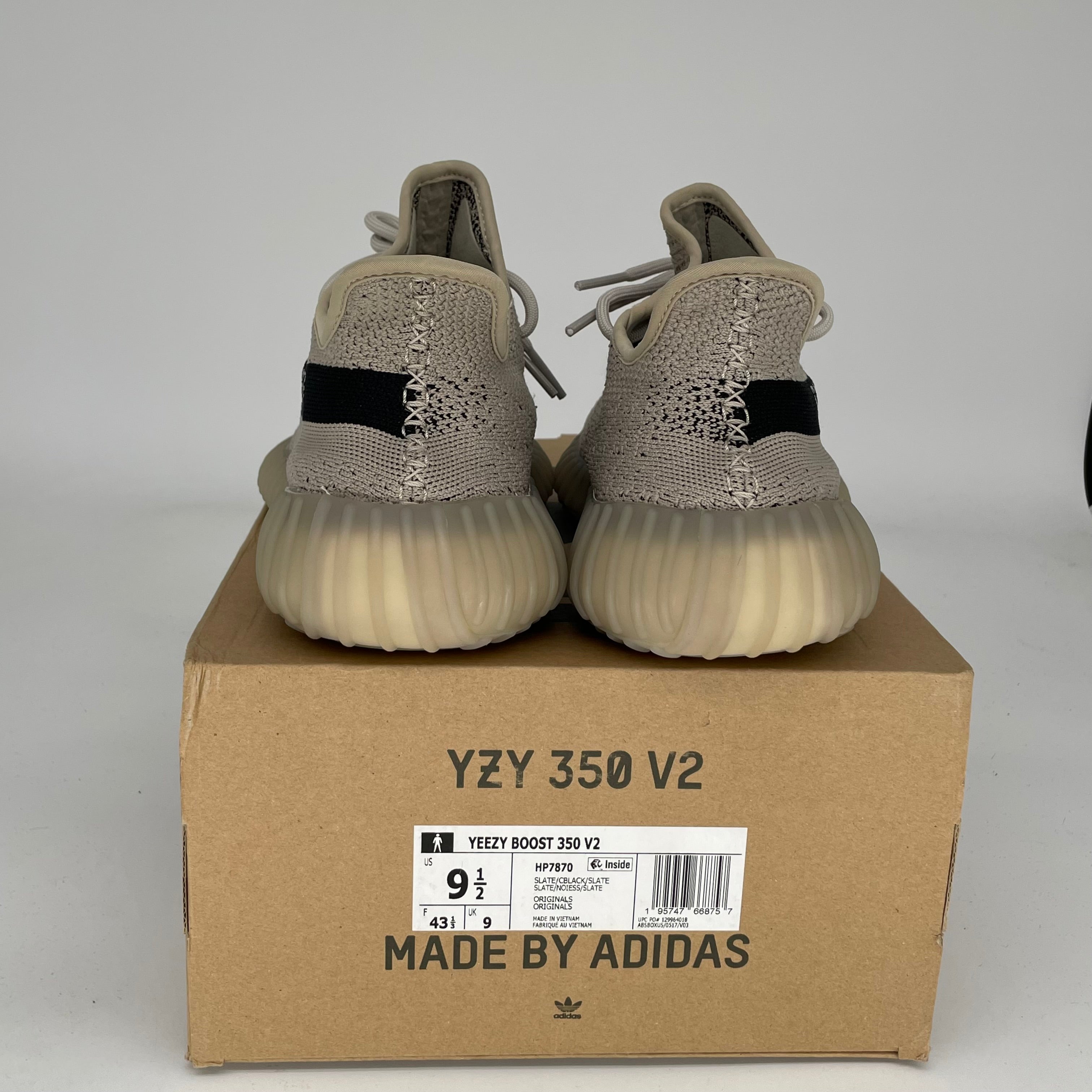 Adidas Yeezy Boost 350 V2 Slate Grey Sneakers - Men's Size 9.5 (HP7870) | Comfortable Running Shoes for Gym, Workout & Casual Wear