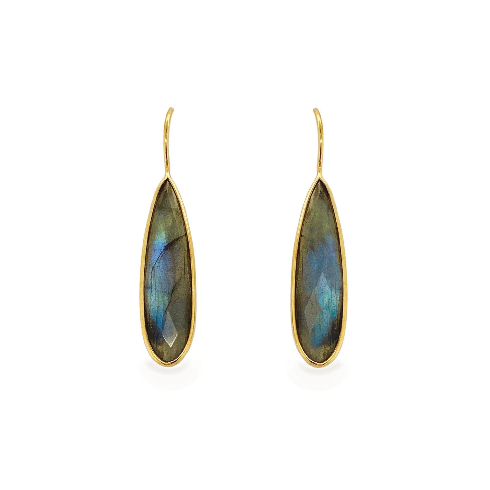Labradorite Drop Earrings for Women - Natural Stone Dangle Earrings with Rainbow Flash - Perfect for Boho, Wedding & Everyday Jewelry