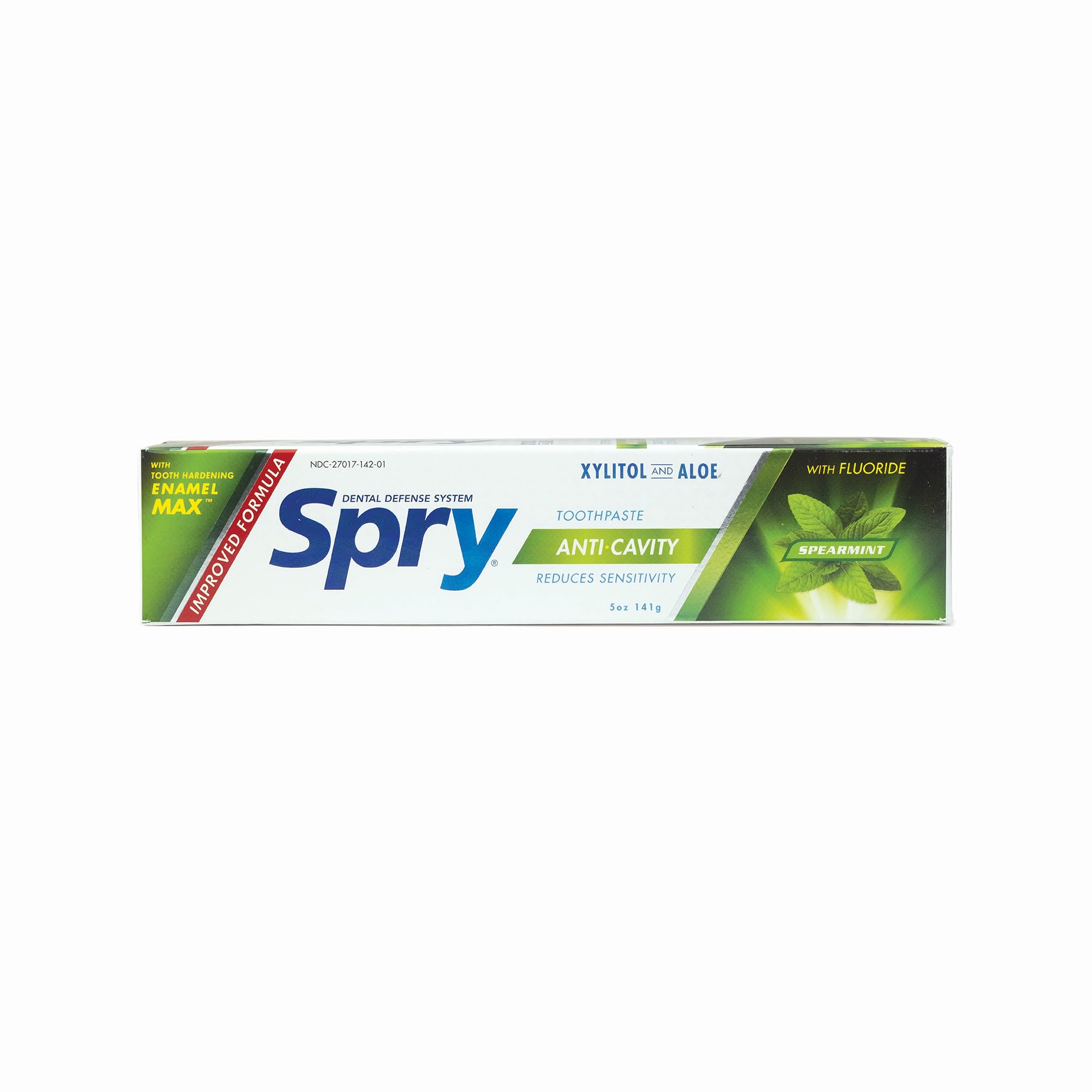 Spry Xylitol Fluoride Toothpaste 5oz for Adults & Kids - Natural Teeth Whitening, Breath Freshening & Mouth Moisturizing with Spearmint Flavor (Pack of 1) | Ideal for Daily Oral Care, Family Use & Travel Essentials