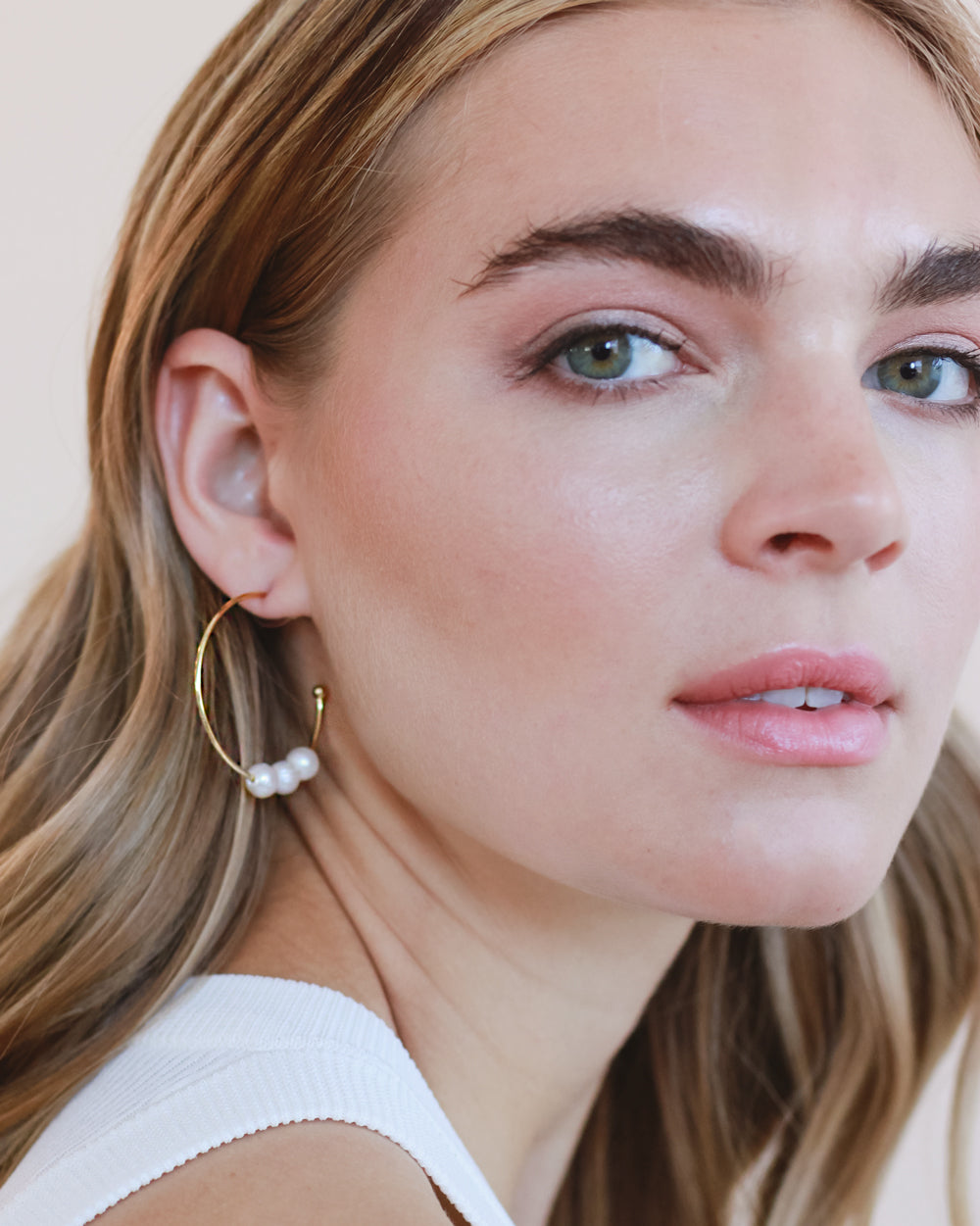 Maisie Pearl Hoop Earrings - Elegant Gold-Plated Pearl Dangle Earrings for Women | Perfect for Weddings, Parties & Everyday Wear