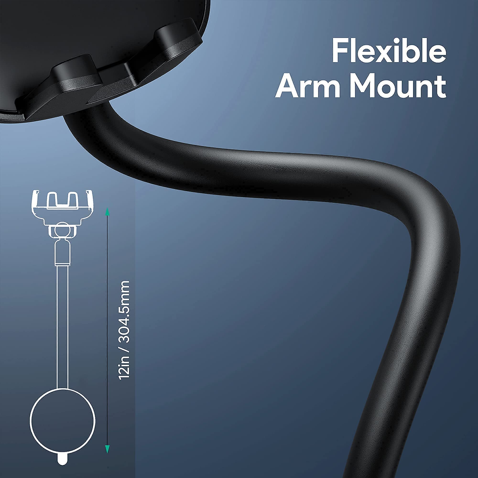 Qifutan Long Arm Car Phone Mount Holder - Anti-Shake Dashboard & Windshield Phone Stand for iPhone, Android Smartphones (Black) | Perfect for GPS Navigation, Hands-Free Calling & Road Trips