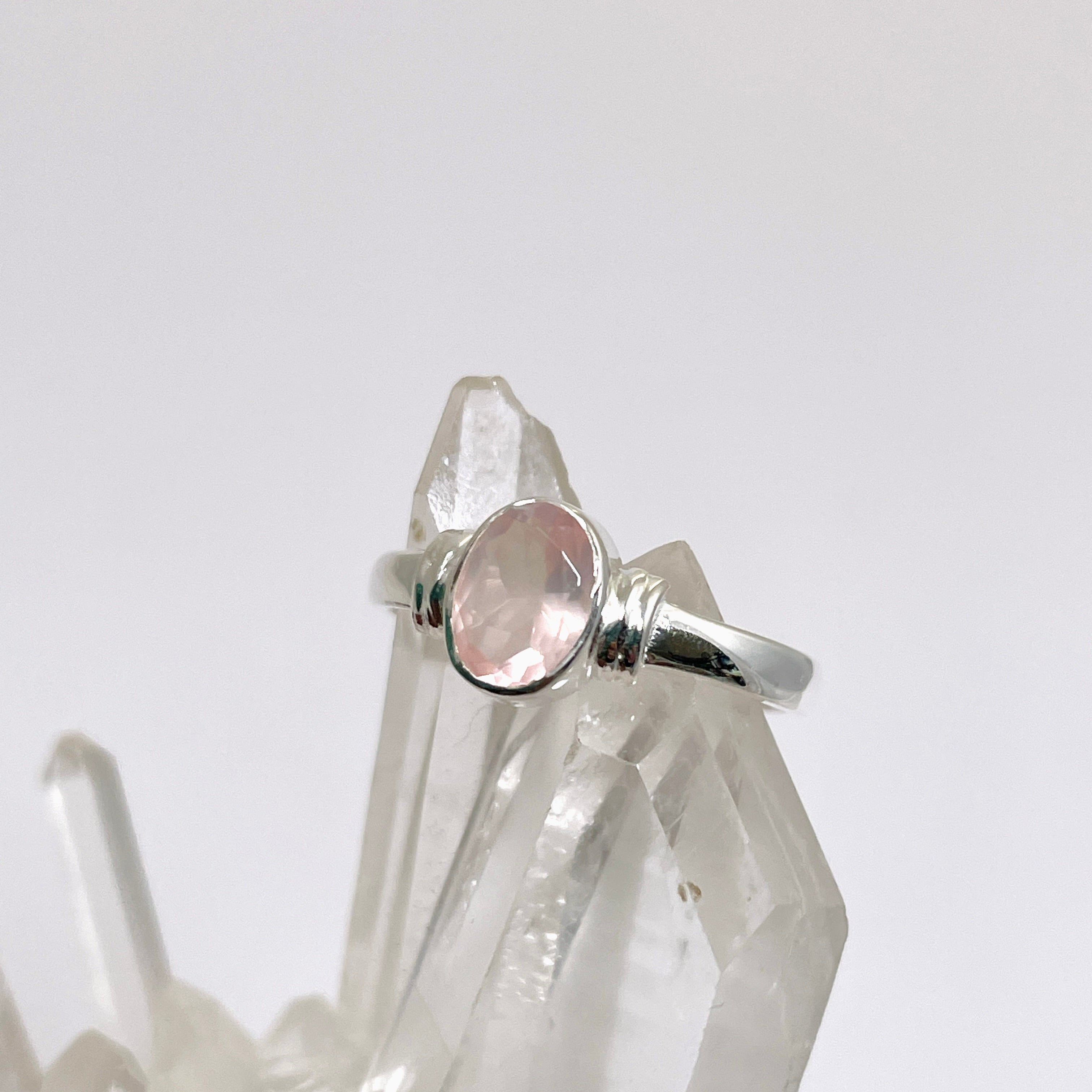 Natural Rose Quartz Oval Faceted Stone Pendant - Healing Crystal Jewelry for Women, 925 Sterling Silver Setting R4831 | Gift for Valentine's Day, Meditation & Energy Healing