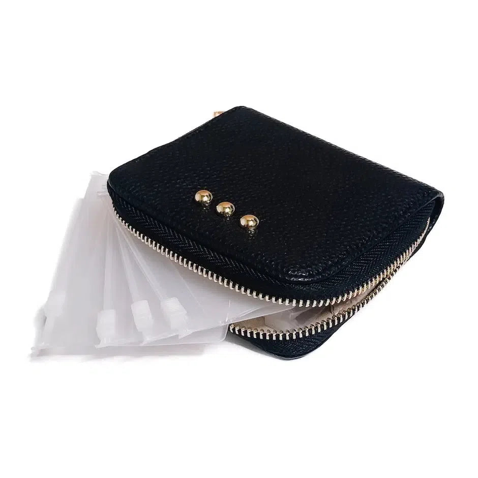 Black Travel Pouch for Passport & Essentials - Perfect for Airplane, Road Trips & Daily Commute | On The Road Organizer