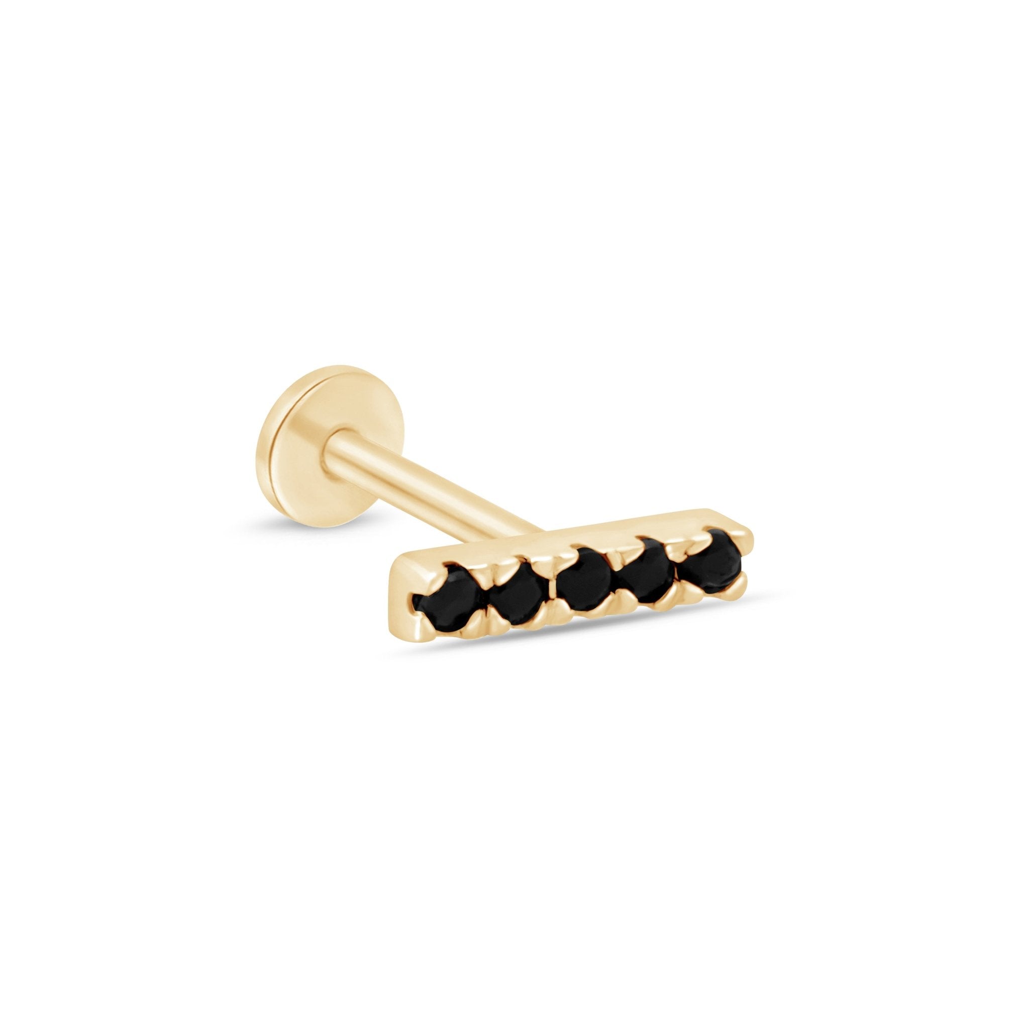 14K Yellow Gold Black Onyx Stud Earrings - Flat Back Studs for Women, Hypoallergenic & Durable - Perfect for Everyday Wear, Parties & Gifts