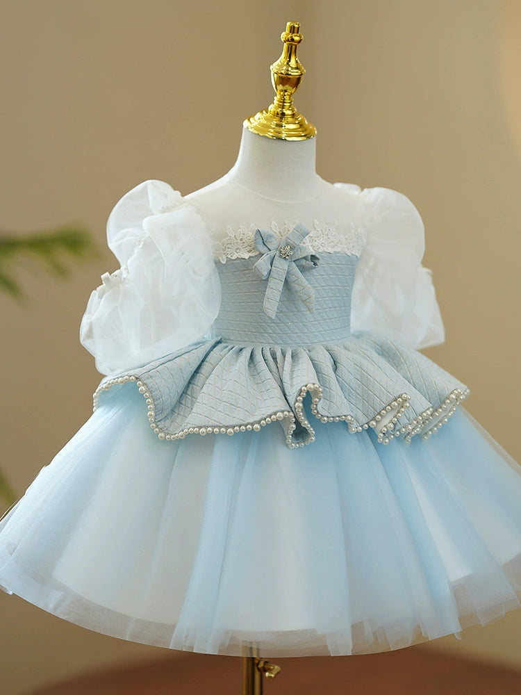 Royal Blue Princess Round Tea-Length Tulle Flower Girl Dress for Weddings & Special Occasions - Perfect for Bridal Parties, Pageants & Formal Events