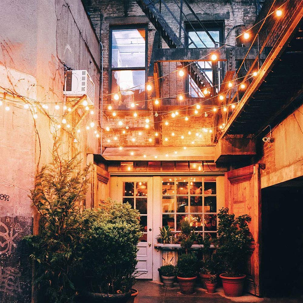 100ft Outdoor String Lights with 110 G40 Bulbs (10 Spare) - Black Wire Globe Lights for Patio, Backyard, Deck, Gazebo, Pergola - Perfect for Parties, Weddings, and Outdoor Dining Decor
