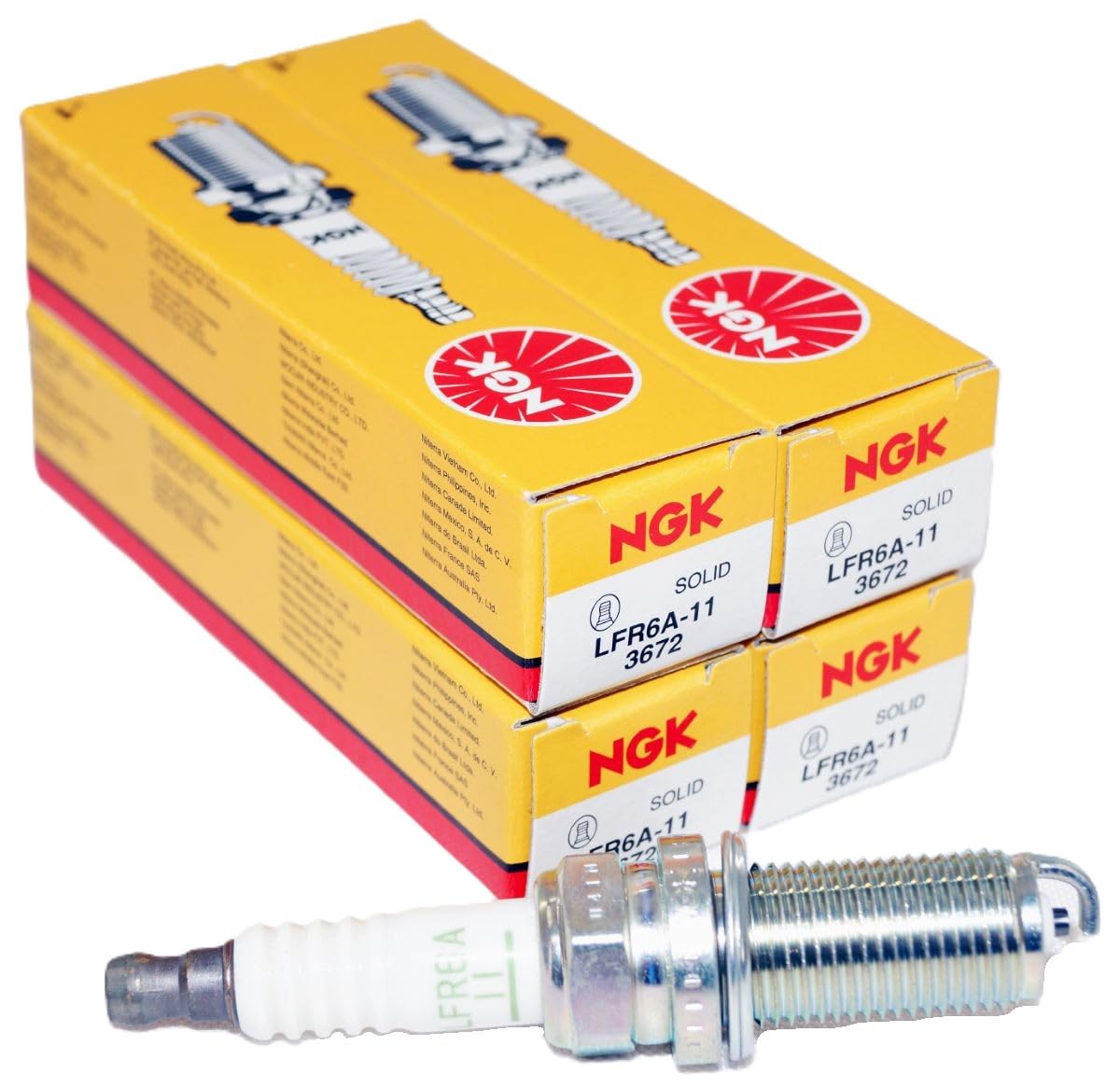 NGK 3672 LFR6A-11 Iridium Spark Plugs - Pack of 4 - Compatible with Honda, Toyota, Nissan - For Improved Engine Performance & Fuel Efficiency - Perfect for Daily Commuting & Road Trips