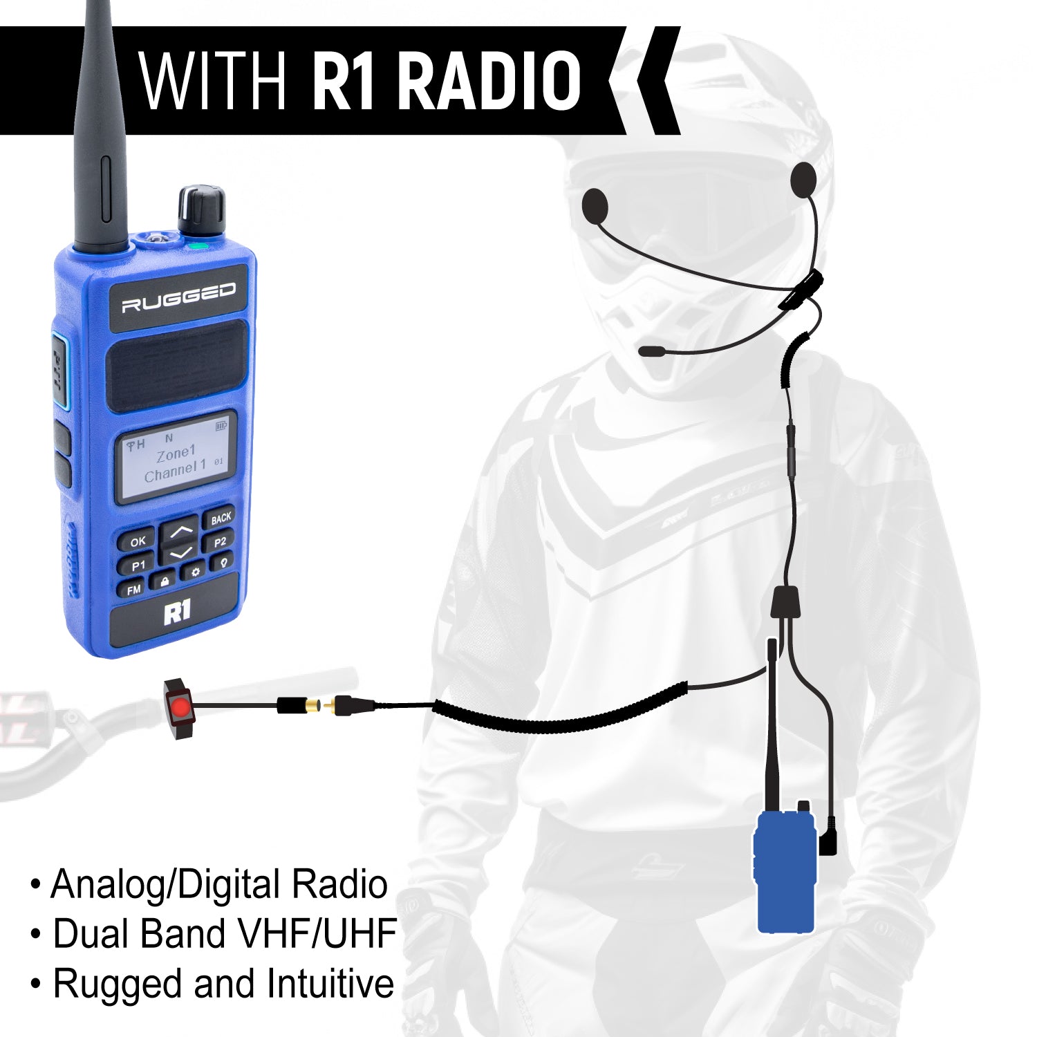 CONNECT BT2 Bluetooth Motorcycle Headset Kit with FM Radio - Wireless Intercom for Riders, Hands-Free Calling & Music Streaming on the Go