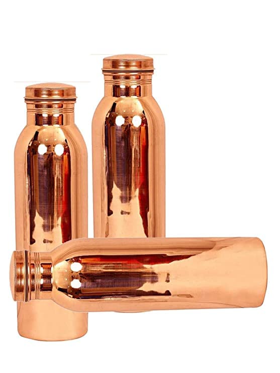3-Pack Pure Copper Water Bottles with Lids | BPA-Free, Airtight Design for Home, Office & Gym | Ayurvedic Health Benefits & Eco-Friendly Reusable Bottle