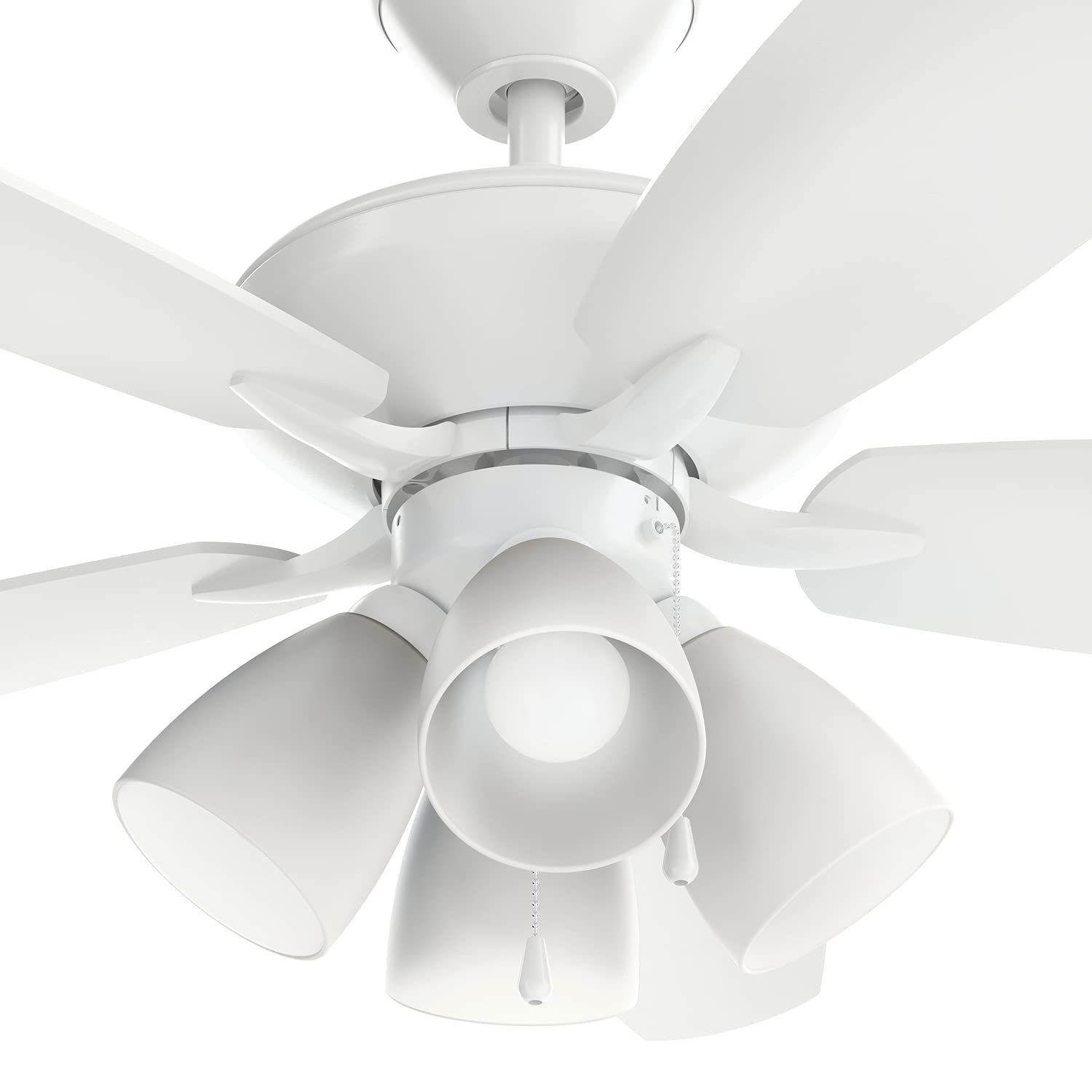 Kichler 52 Inch Renew Premier LED Ceiling Fan with Light, Matte White Finish - Energy Efficient Cooling for Living Room, Bedroom & Patio
