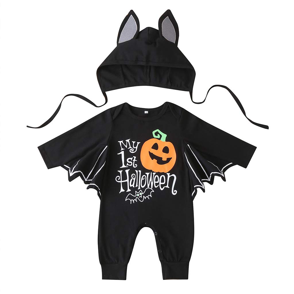 Unisex Newborn Baby Halloween Costume - Funny Bat Wings Onesie & Skeleton Bodysuit Outfit for Boys & Girls | Perfect for Halloween Parties, Photo Shoots & Trick-or-Treating