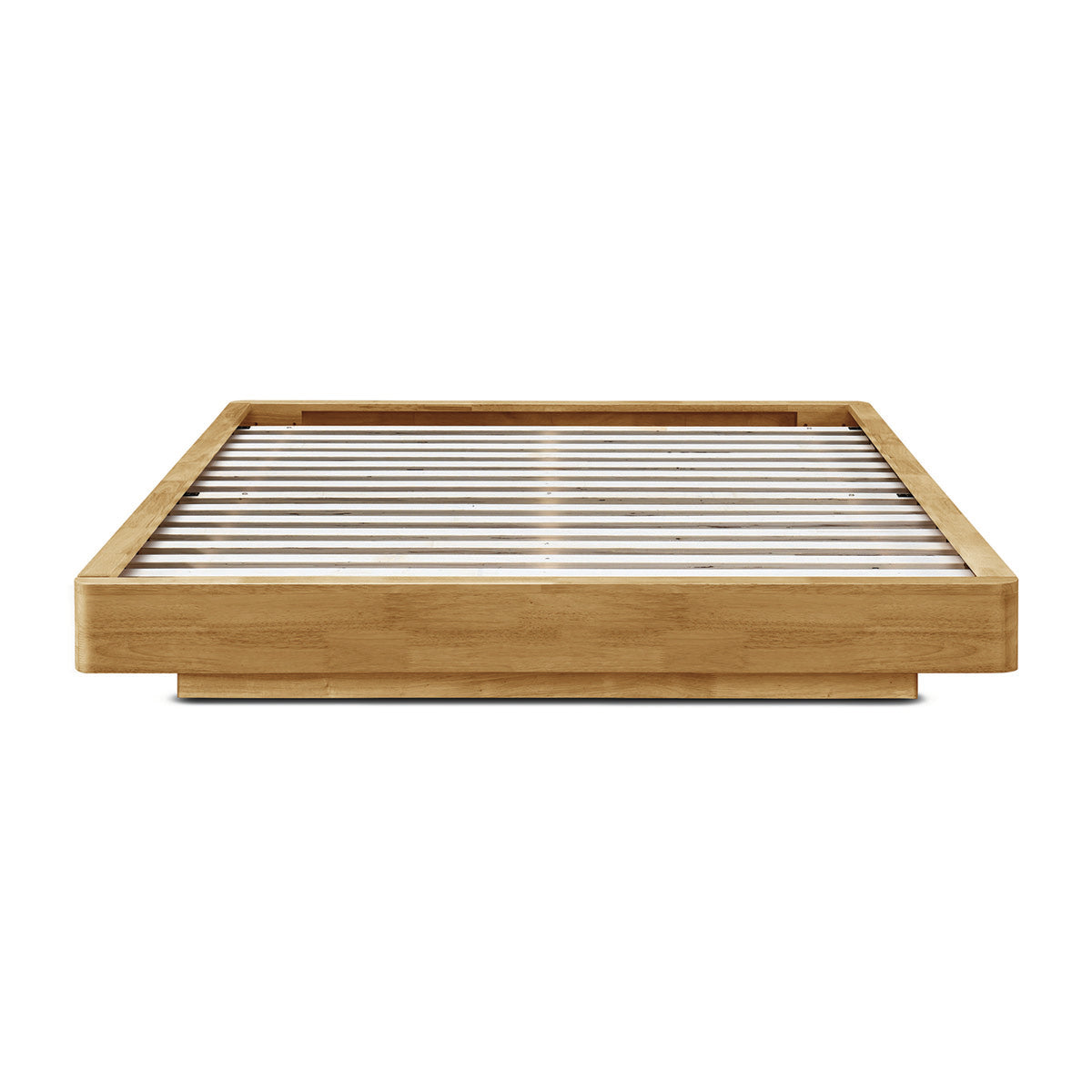 Kami Solid Oak Timber Platform Double Bed Frame - Queen Size, Sturdy Wooden Bed Base with Slats, Modern Minimalist Design for Bedroom, Guest Room, or Dorm