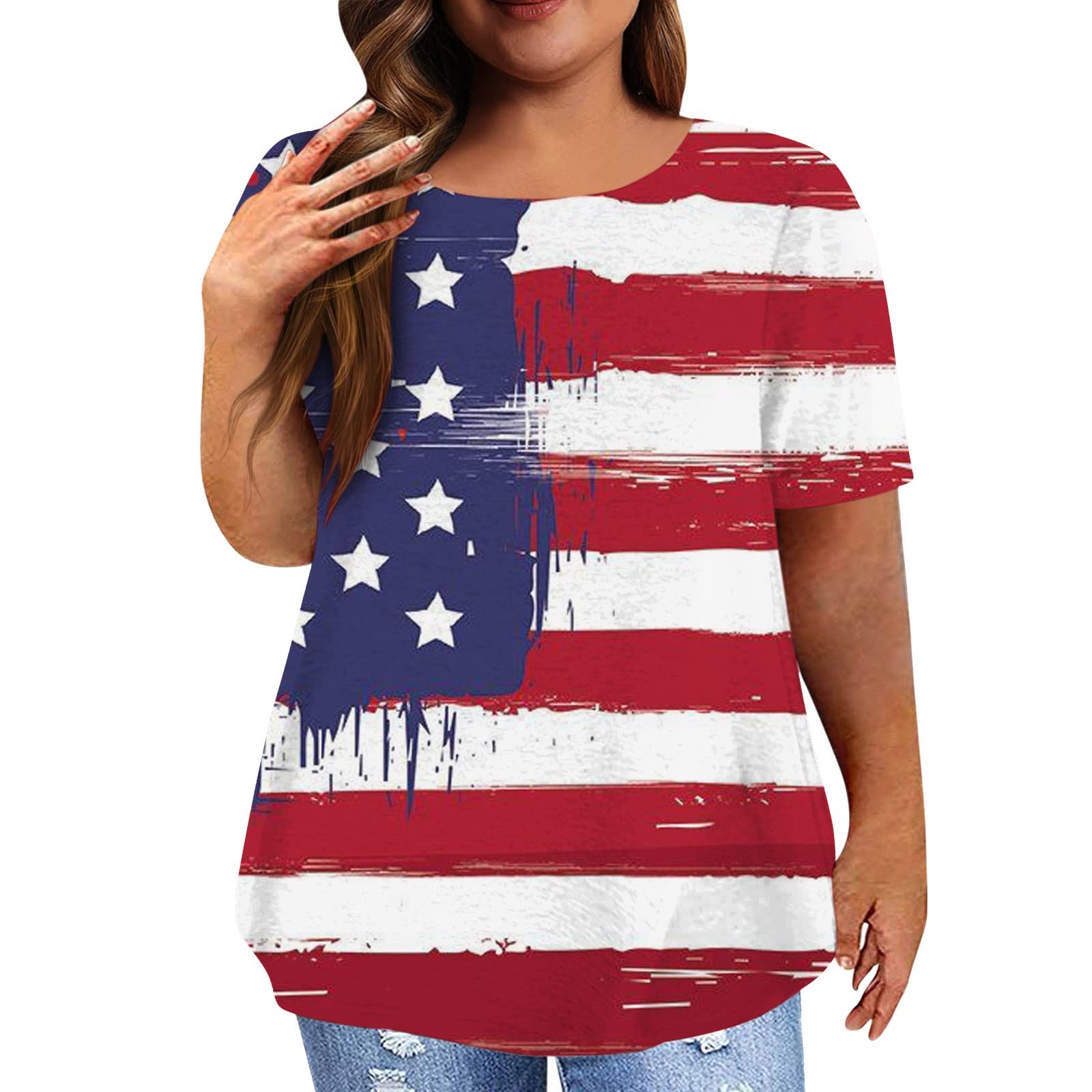 Women's Printed Round Neck Loose Casual T-Shirt - Plus Size Summer Blouse & Fashion Top | Perfect for Everyday Wear, Outings & Vacation
